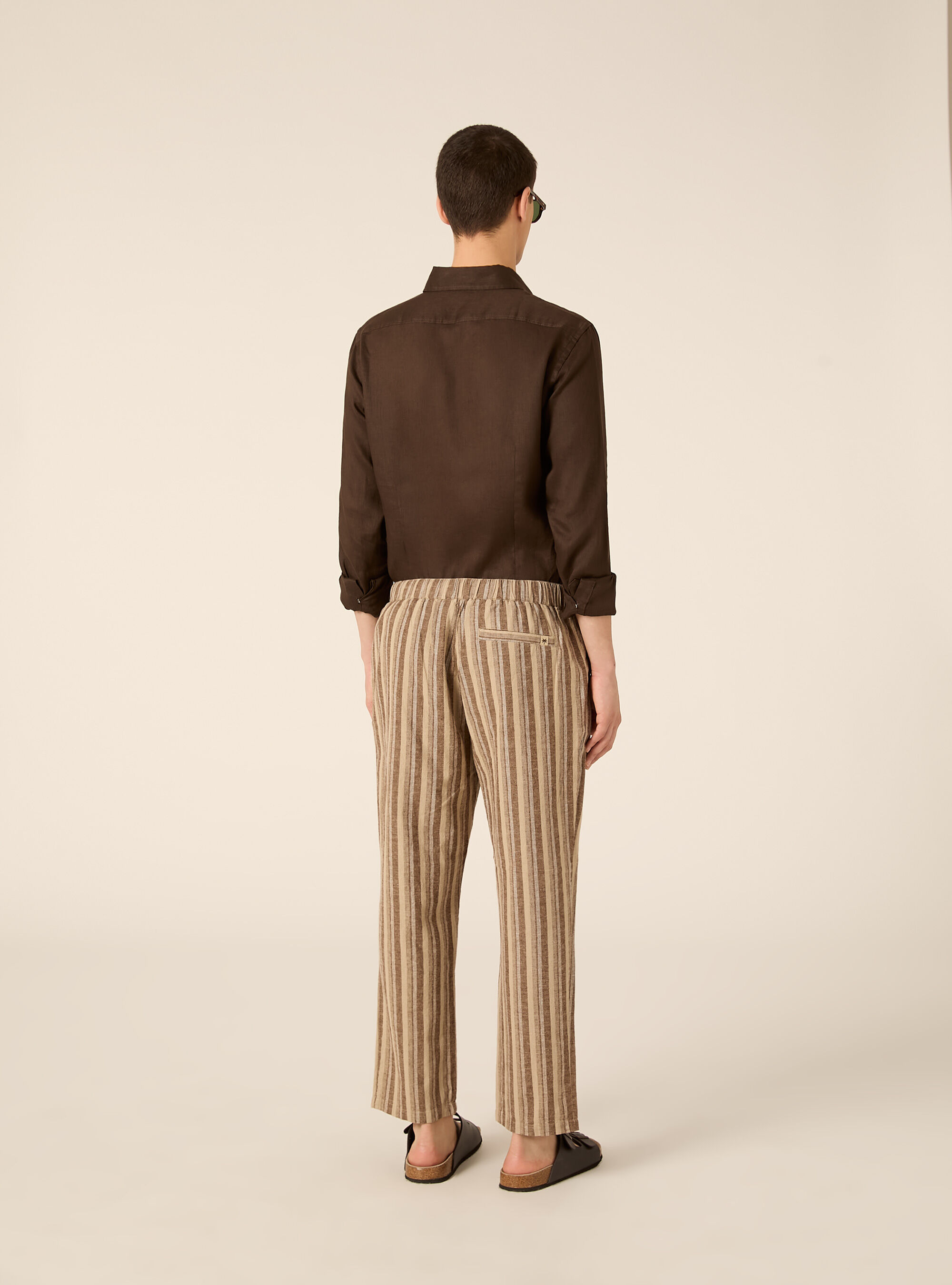 Gestreifte Hose aus Leinenmischgewebe, BG2 BEIGE MEDIUM