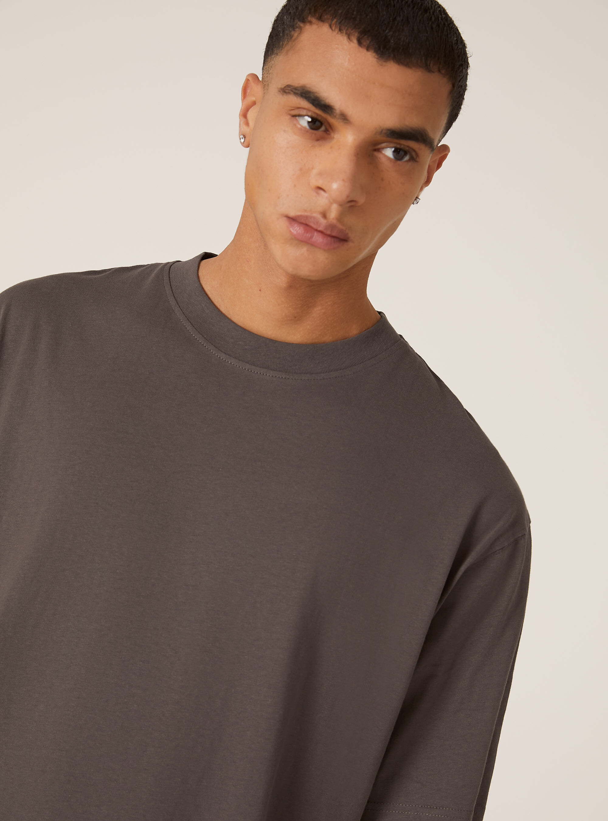 T-shirt coupe carr&eacute;e en coton, GY1 GREY DARK