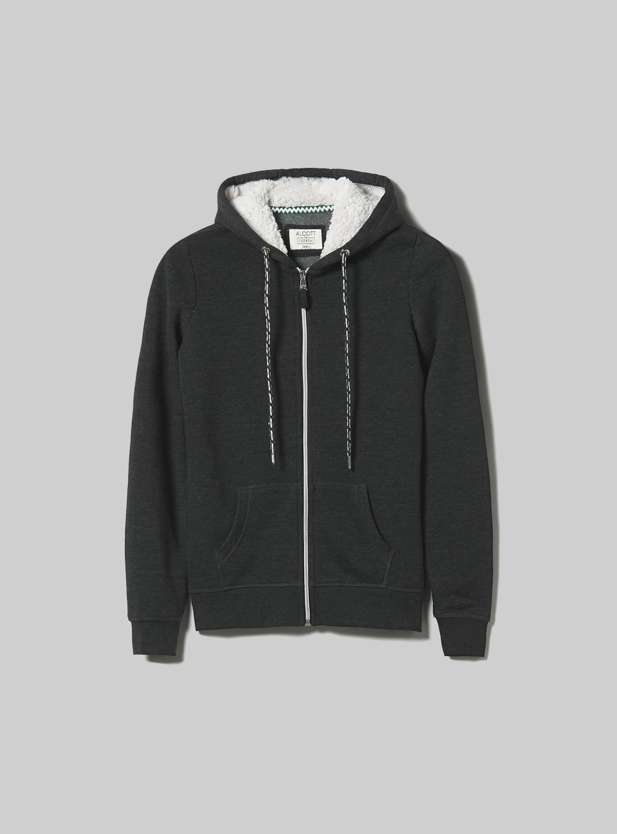 Felpa con zip e cappuccio in ecopelliccia, GRIGIO MELANGE