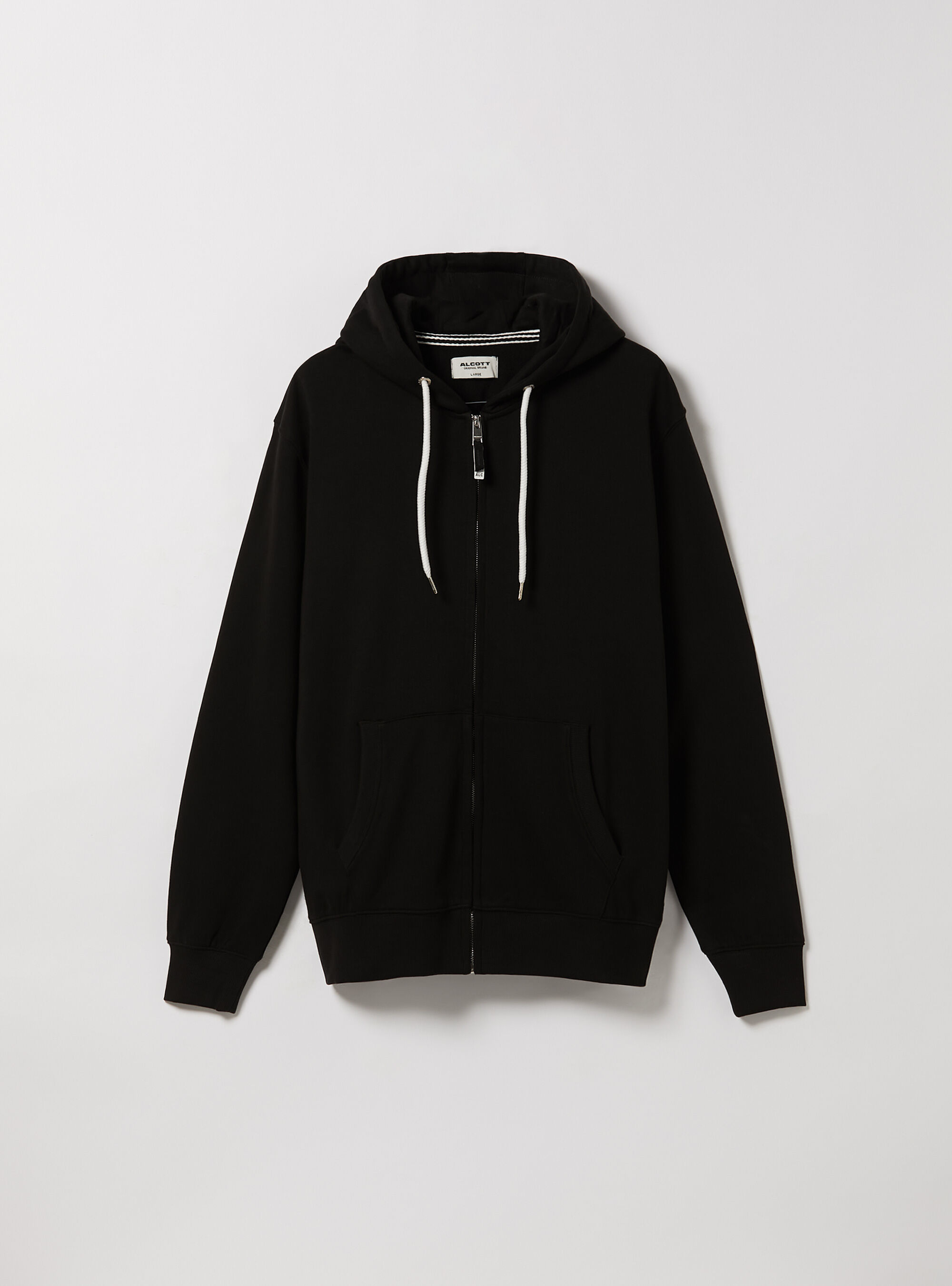 Zip et sweat &agrave; capuche en coton, BK1 BLACK