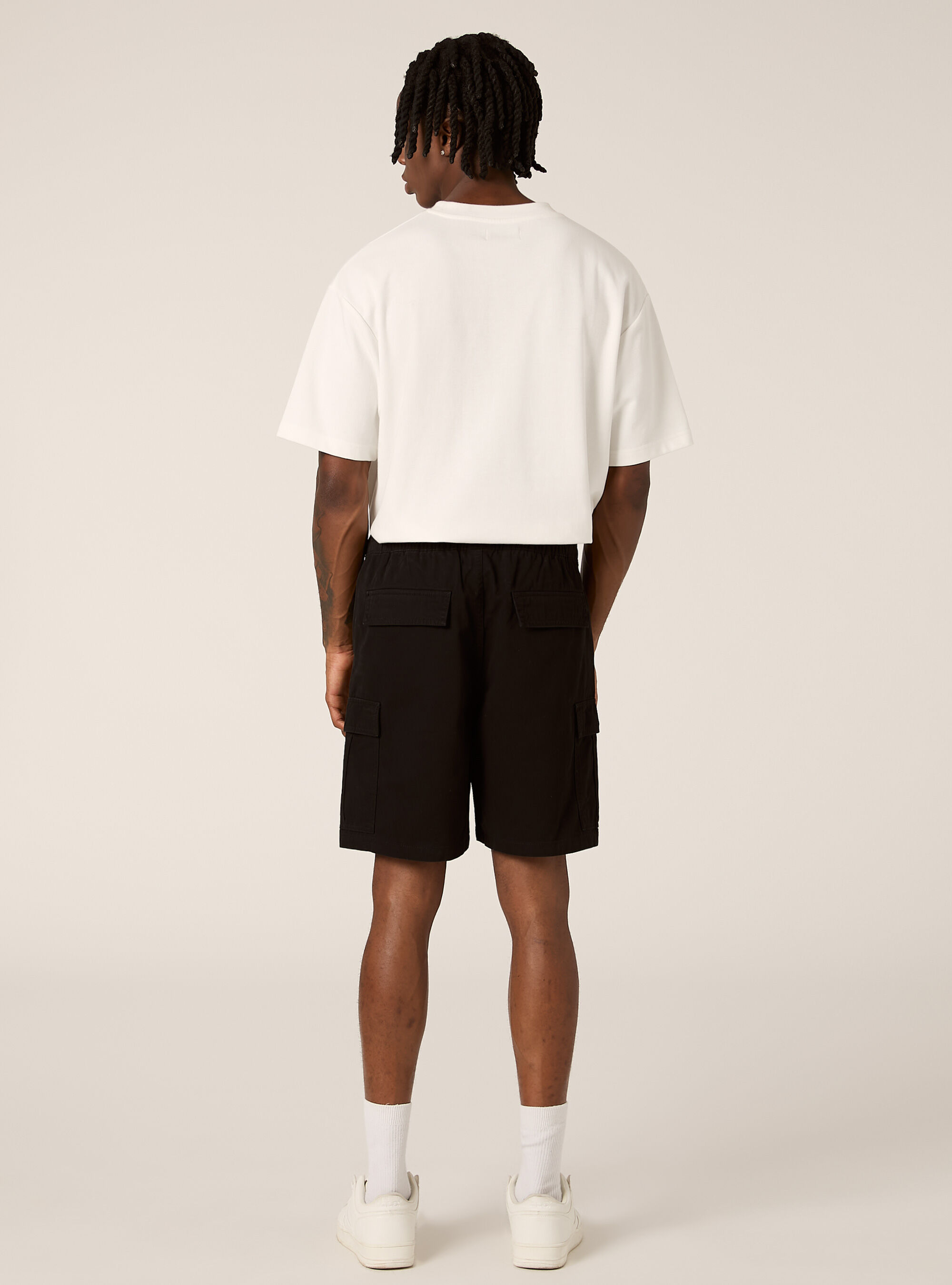 Bermuda cargo en serg&eacute; coul&eacute;, BK1 BLACK