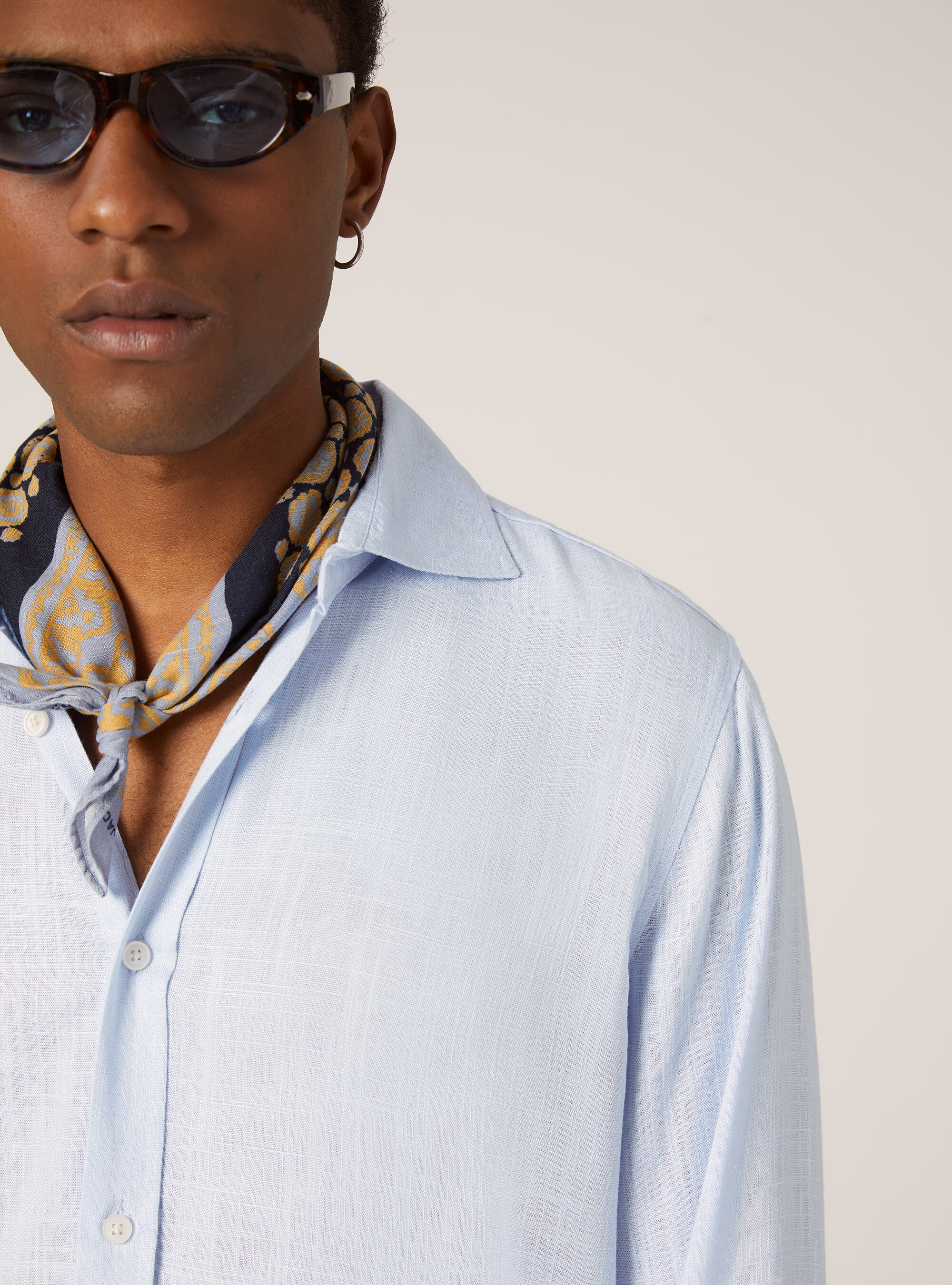 Chemise en lin m&eacute;lang&eacute;, AZ2 AZURE MEDIUM