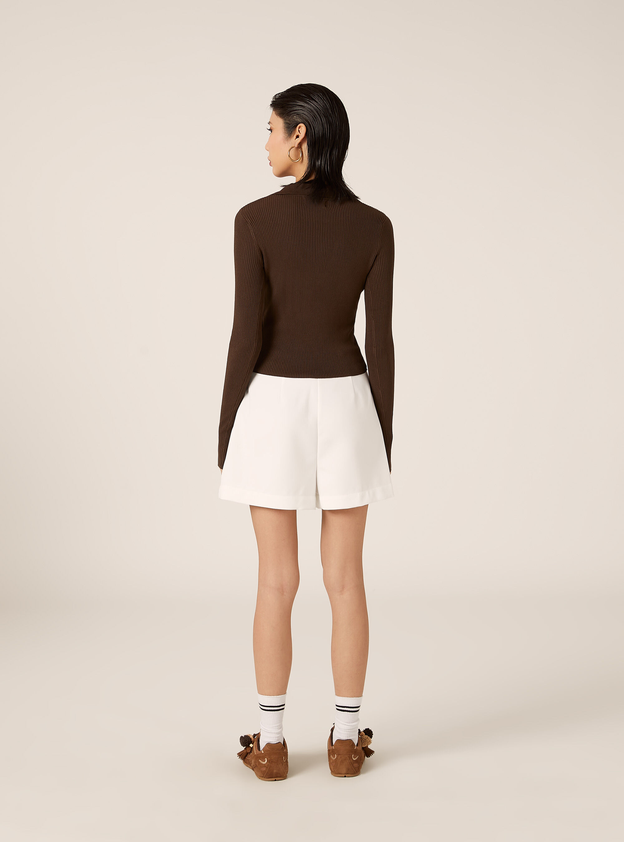 Geripptes Strick-Polohemd, BR2 BROWN MEDIUM