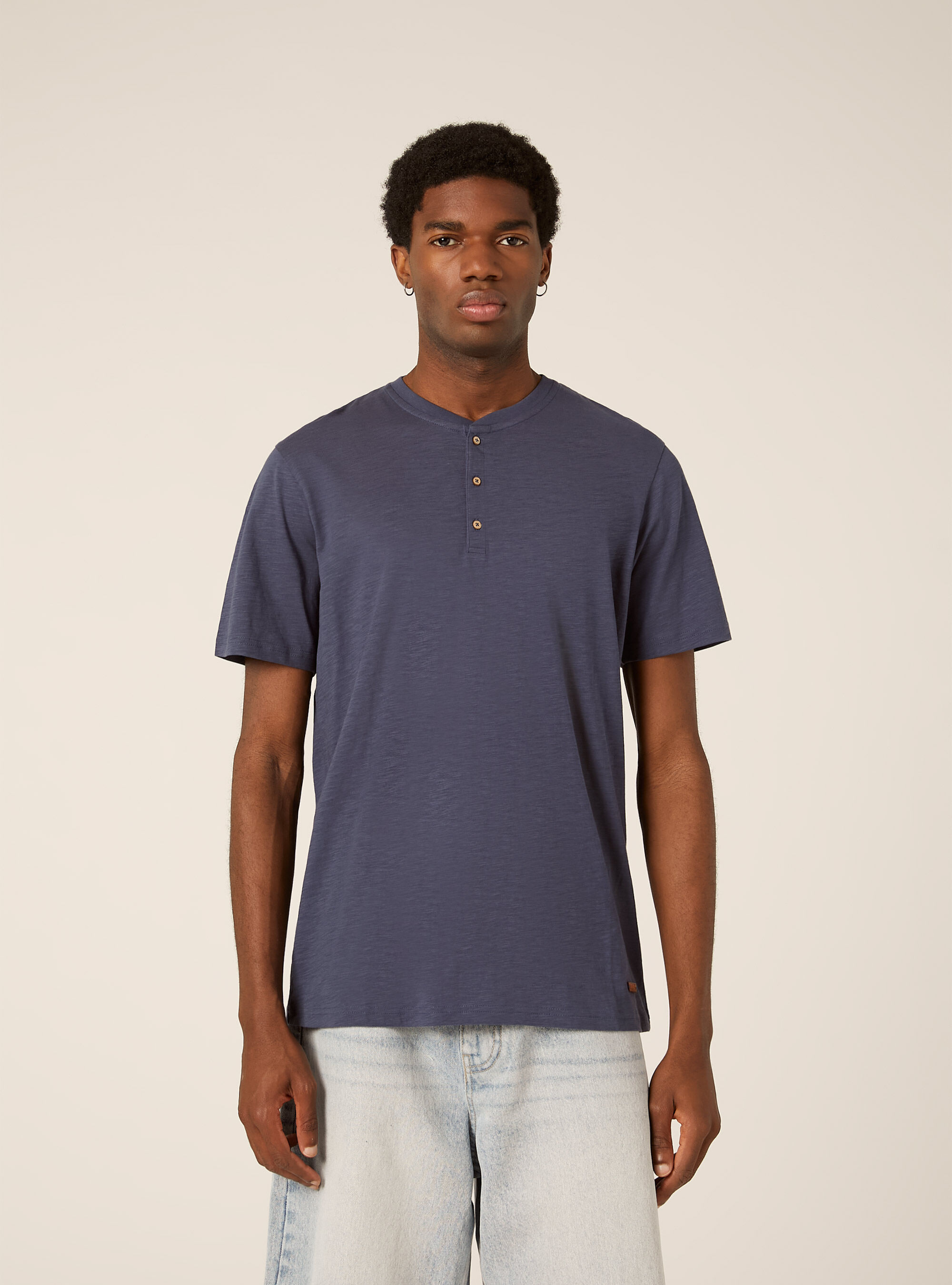 Camiseta de Cuello Panadero de Algod&oacute;n, BL2 BLUE MEDIUM
