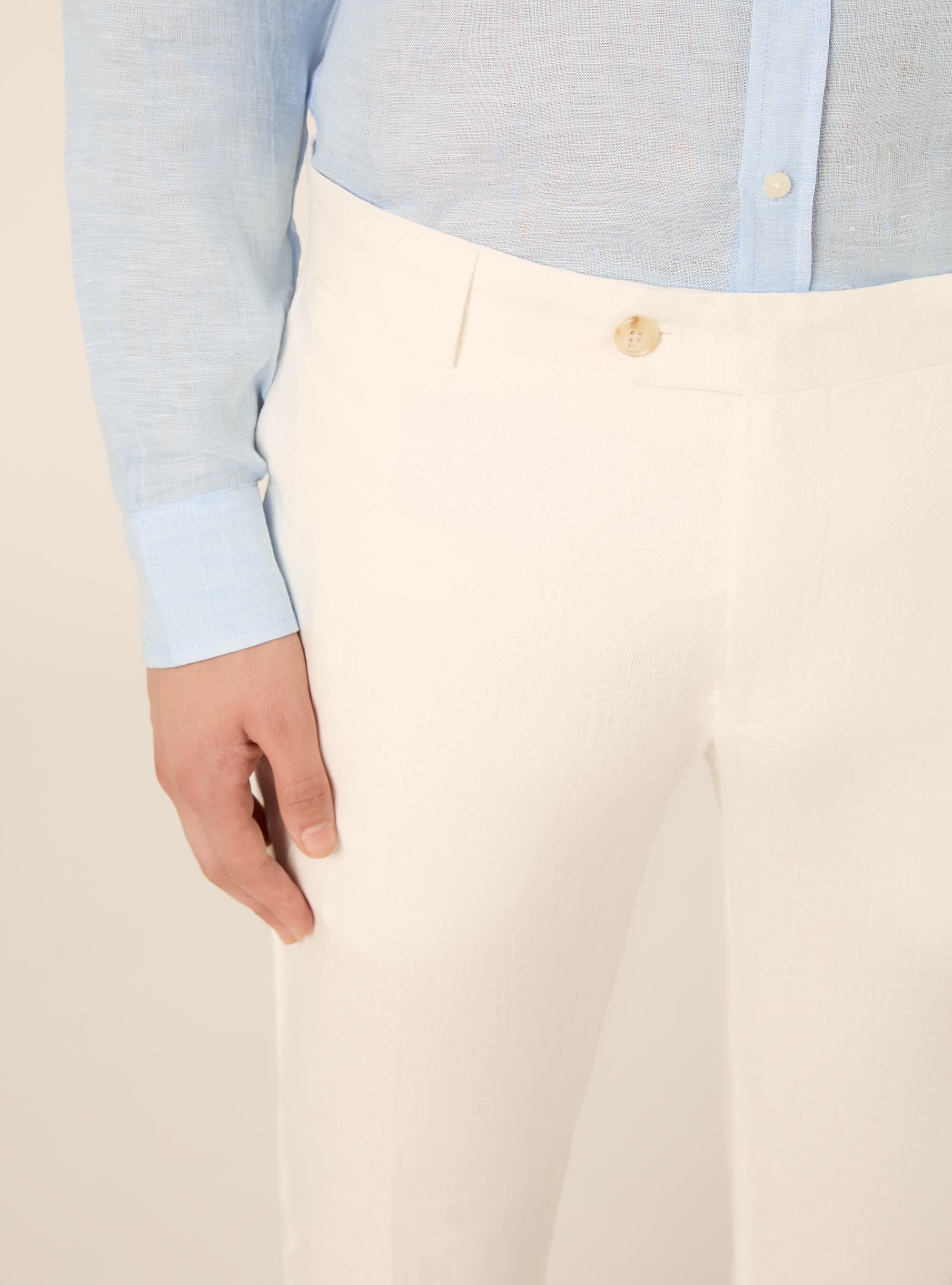 Pure linen trousers, WH1 OFF WHITE