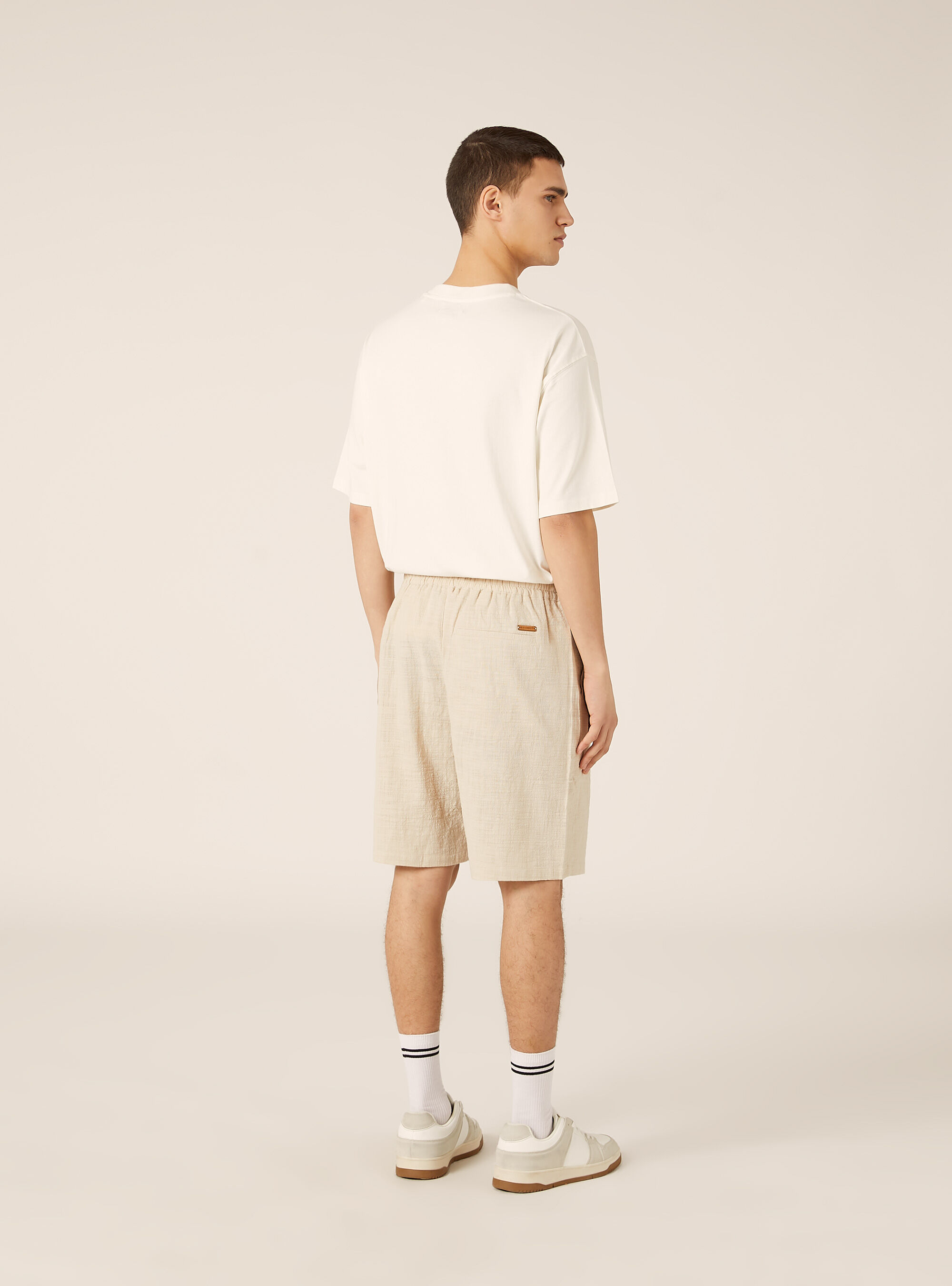 Bermudas de algod&oacute;n con cintura el&aacute;stica, BG3 BEIGE LIGHT