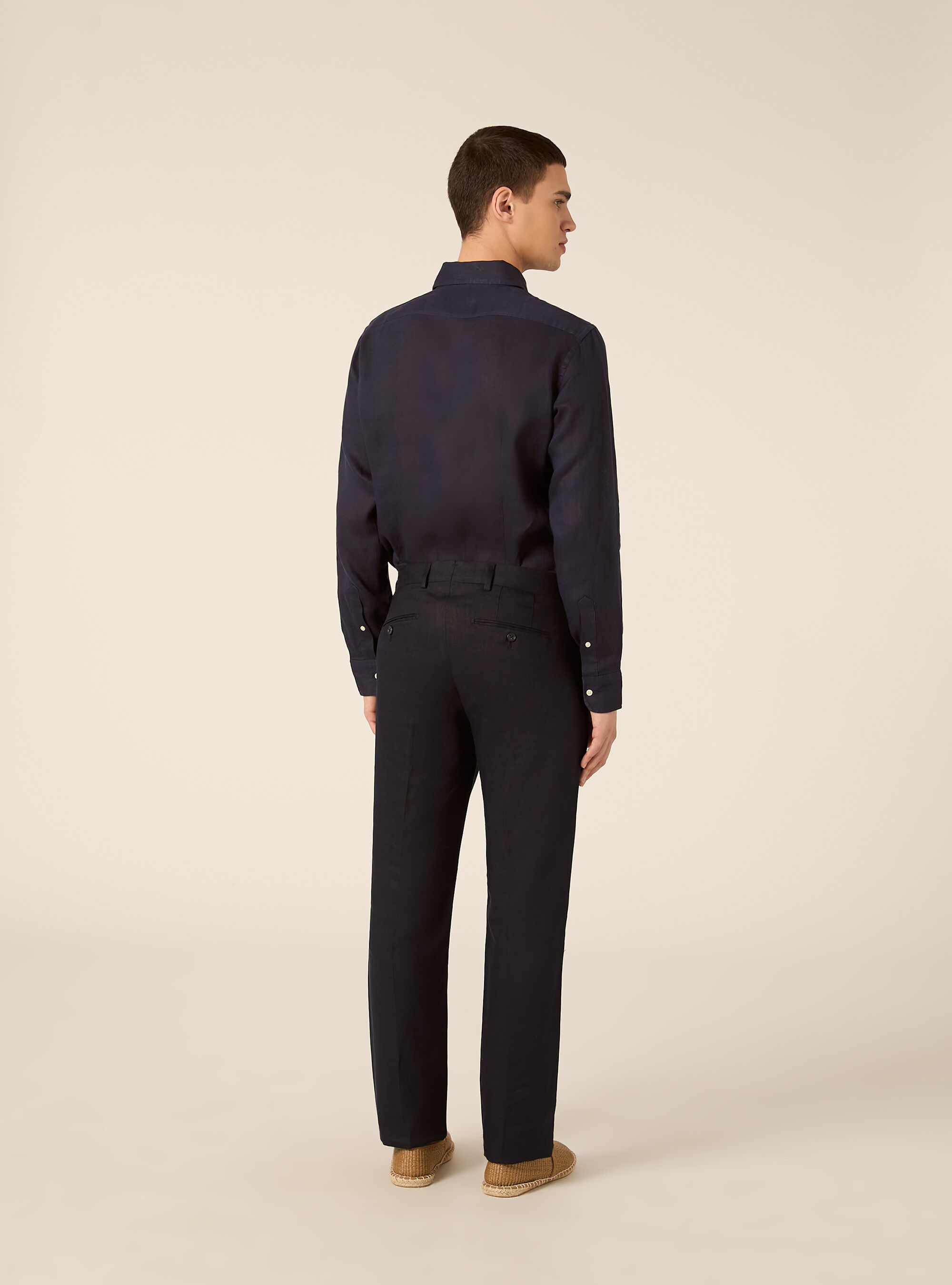 Pure linen trousers, NA1 NAVY DARK