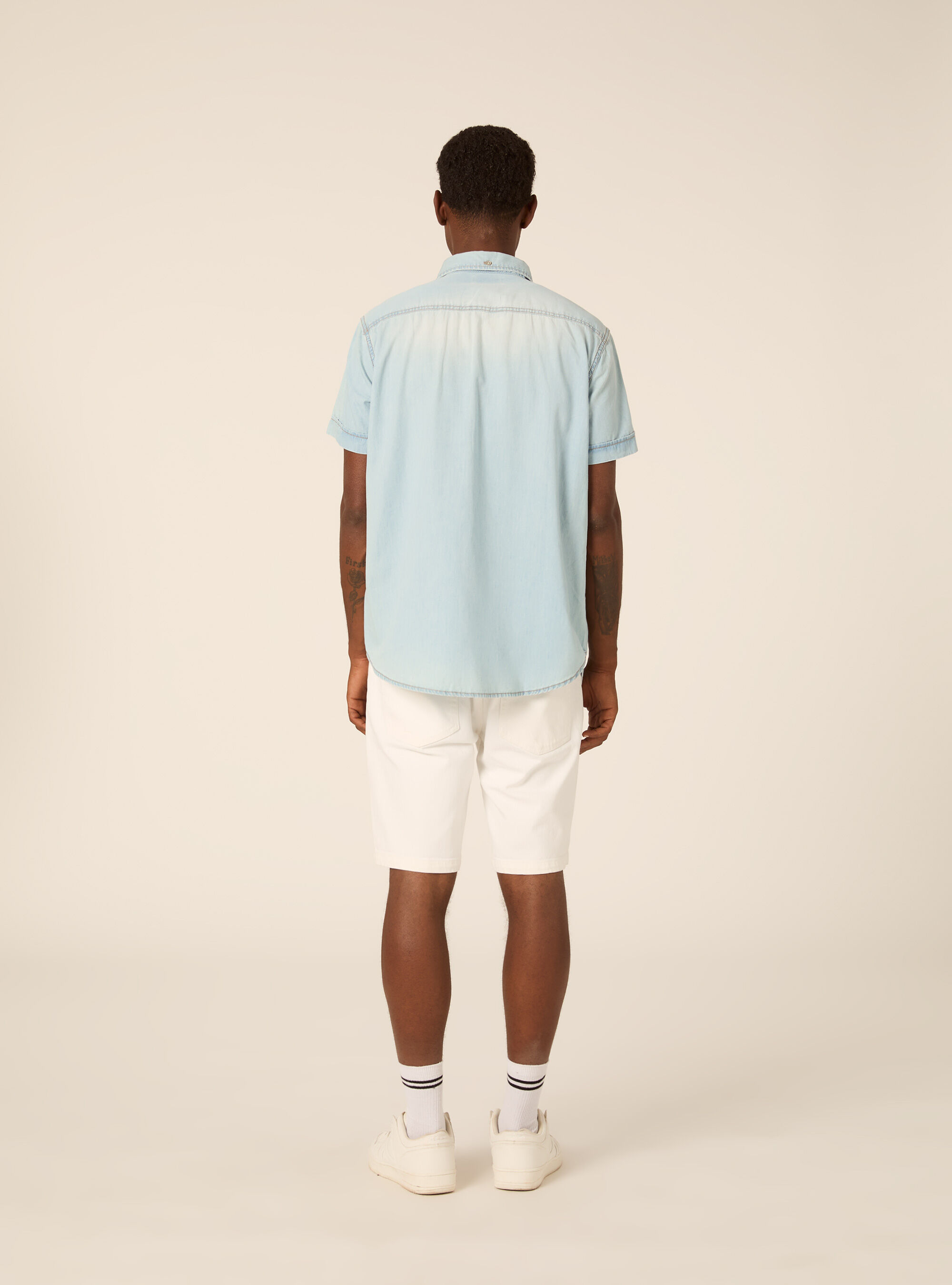 Short Sleeve Western Denim Shirt, D006 AZURE