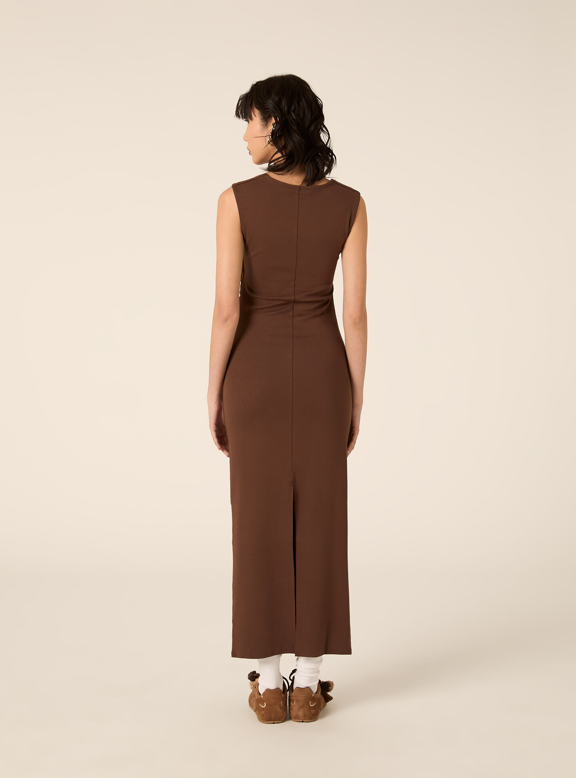 Kleid mit eckigem Ausschnitt, BR2 BROWN MEDIUM