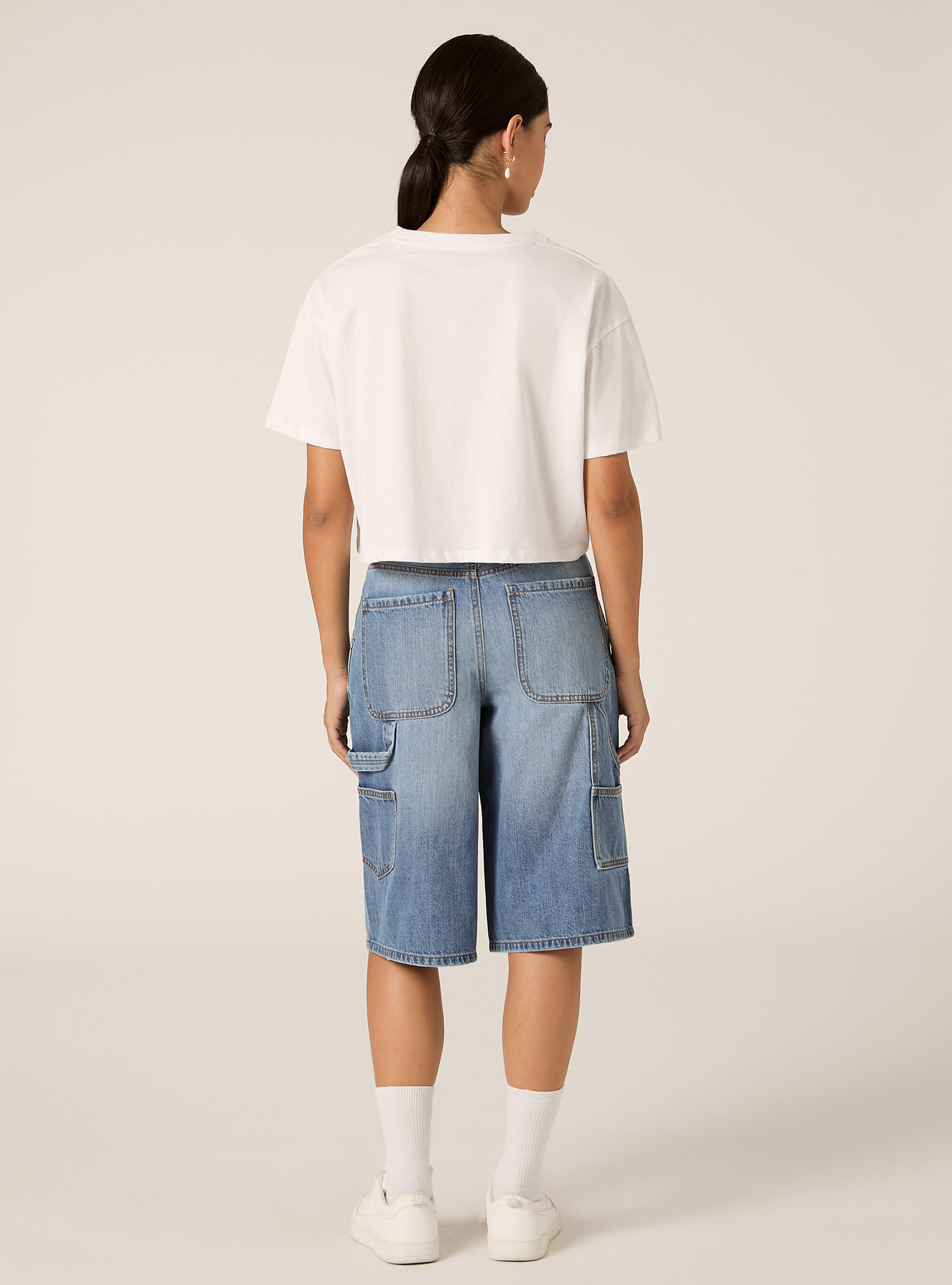 Bermudas Jorts de Denim Estilo Carpenter, D004 MEDIUM LIGHT BLUE
