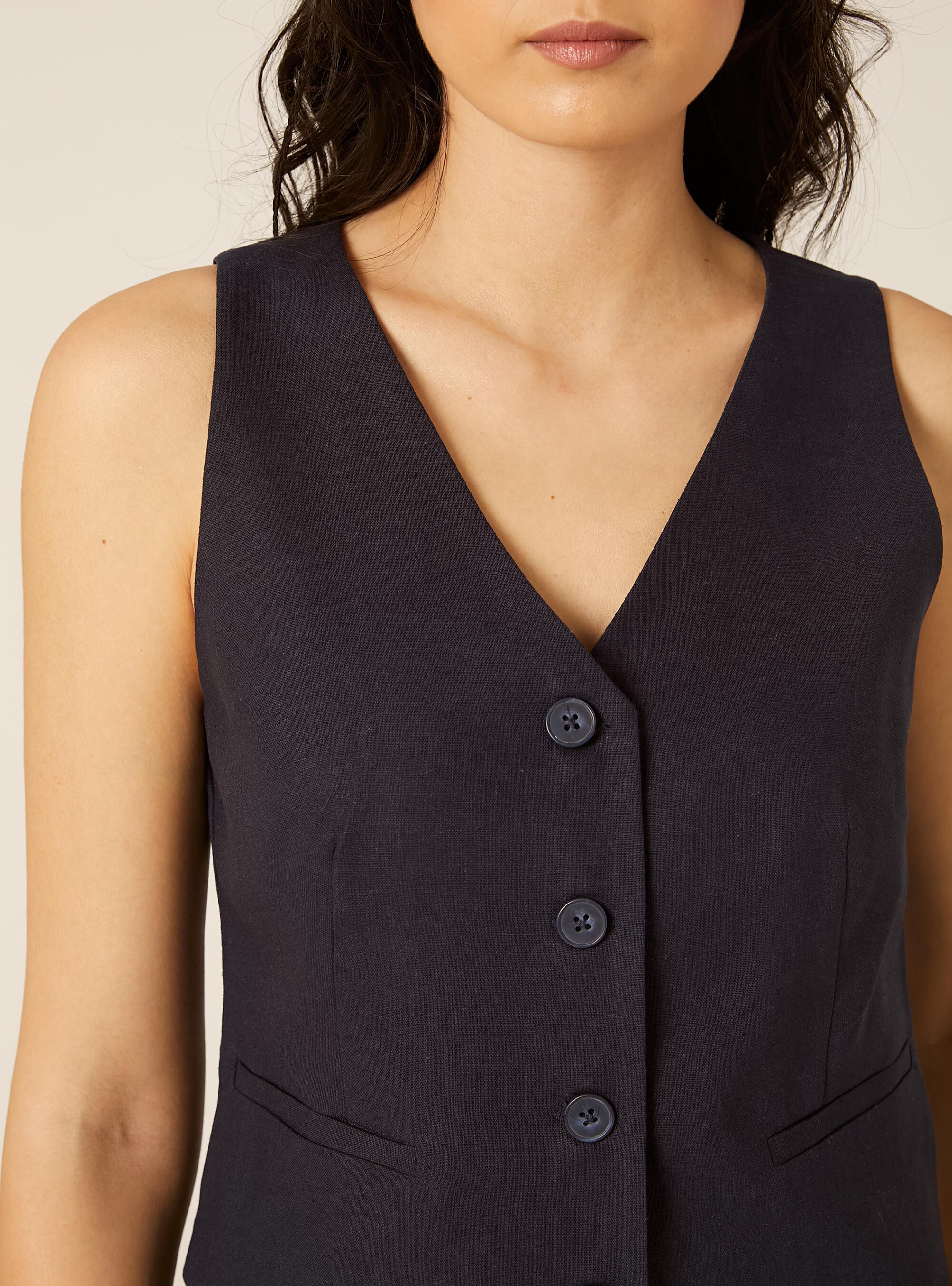Weste aus Leinenmischung, NA2 NAVY MEDIUM