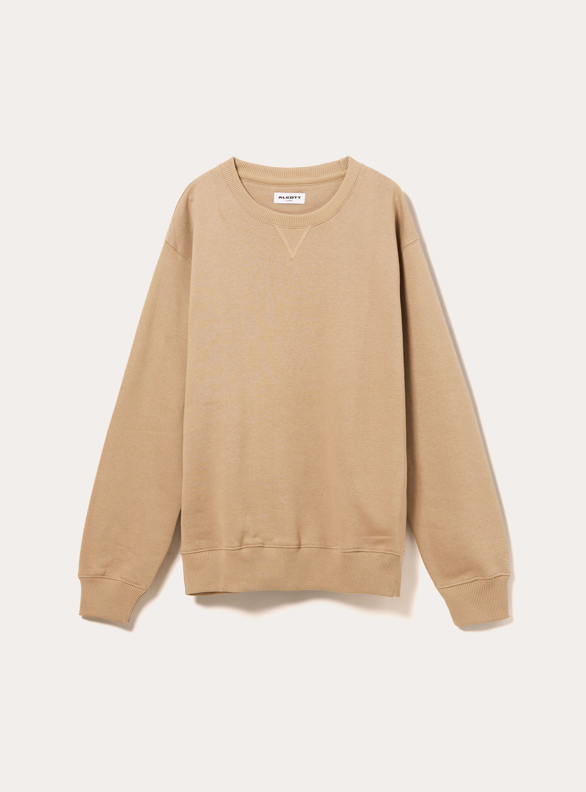 Sweat-shirt &agrave; col rond uni, BG1 BEIGE DARK