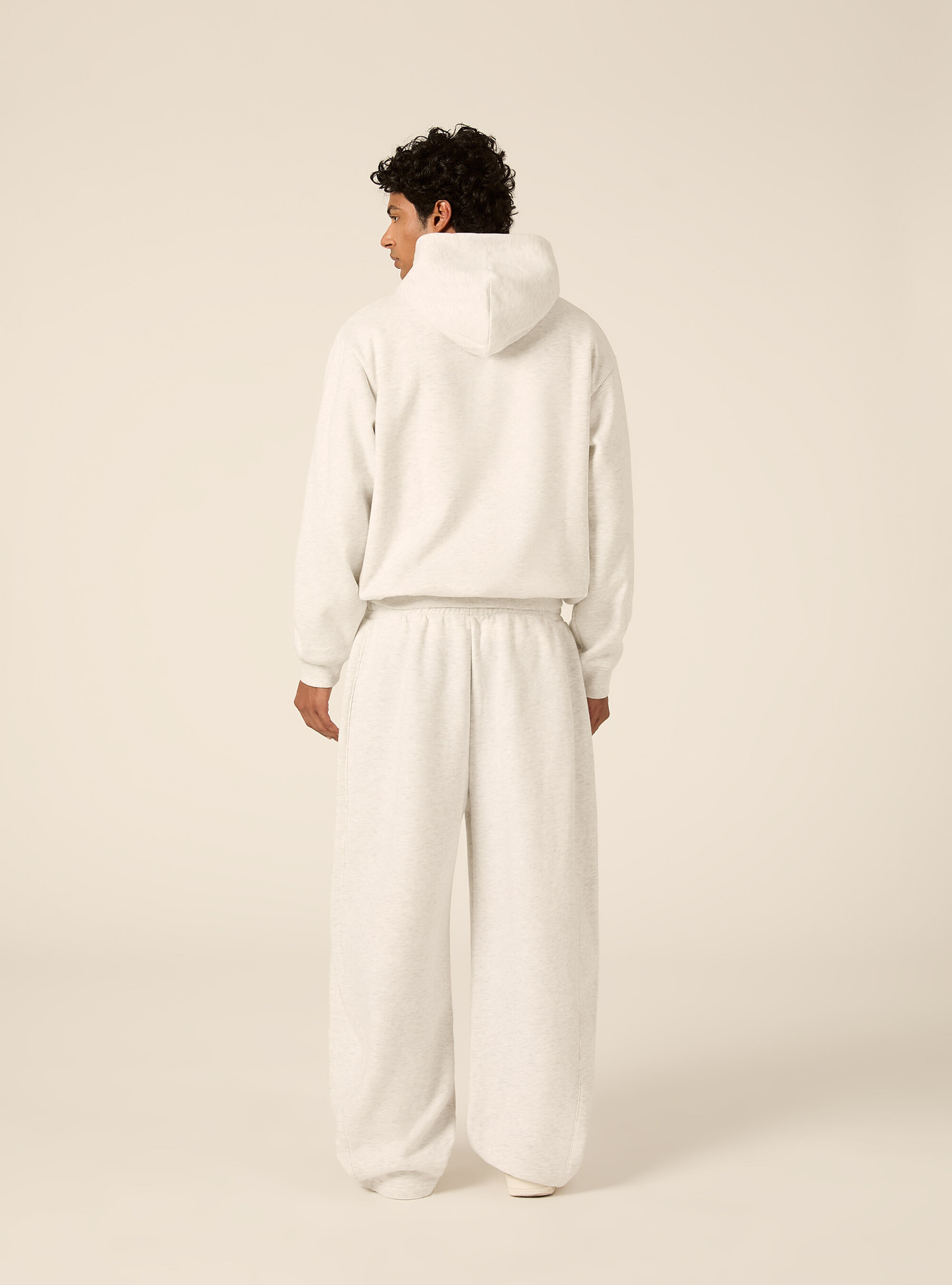 Barrel fit fleece trousers, MGY3 GREY MEL LIGHT