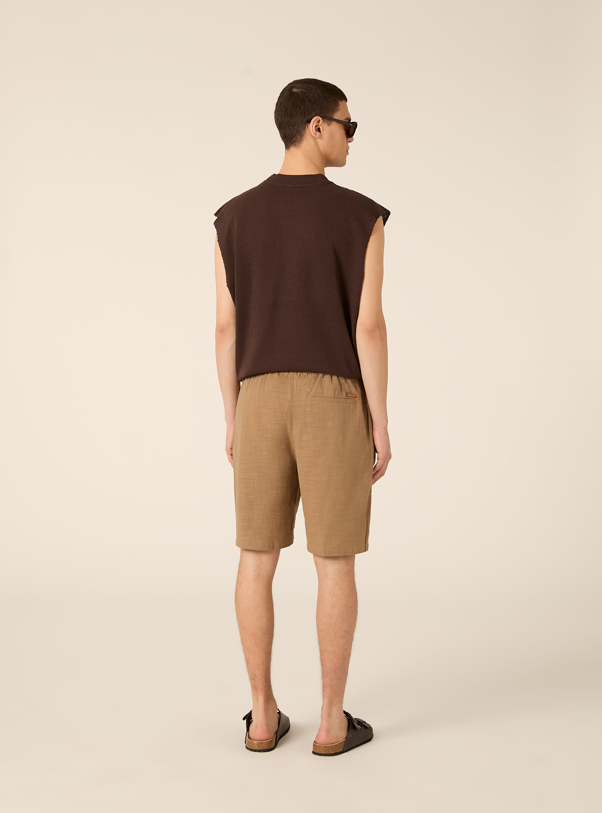Bermudas de algod&oacute;n con cintura el&aacute;stica, BR2 BROWN MEDIUM