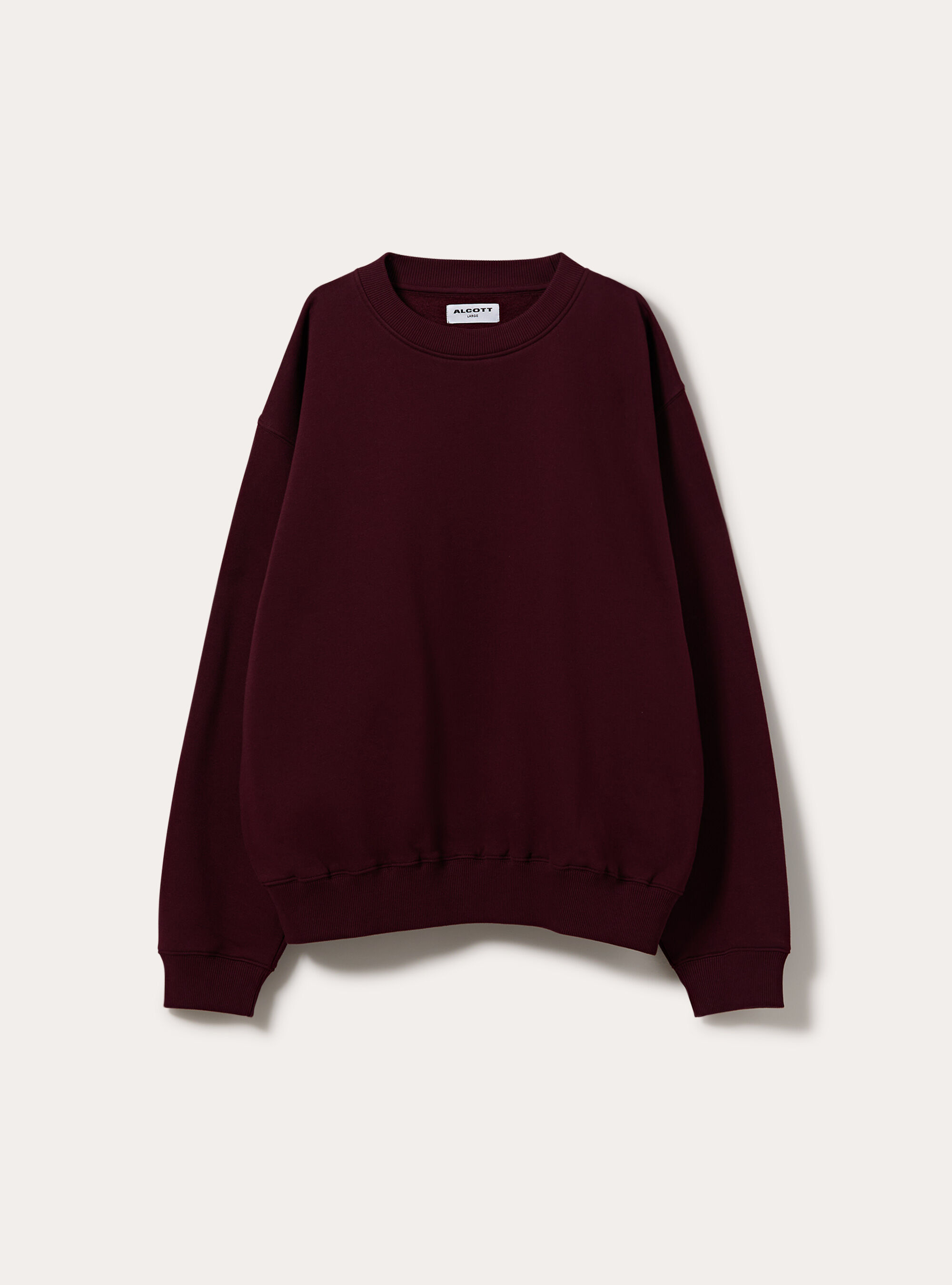 Basic boxy fit sweatshirt mit rundhalsausschnitt, BO1 BORDEAUX DARK