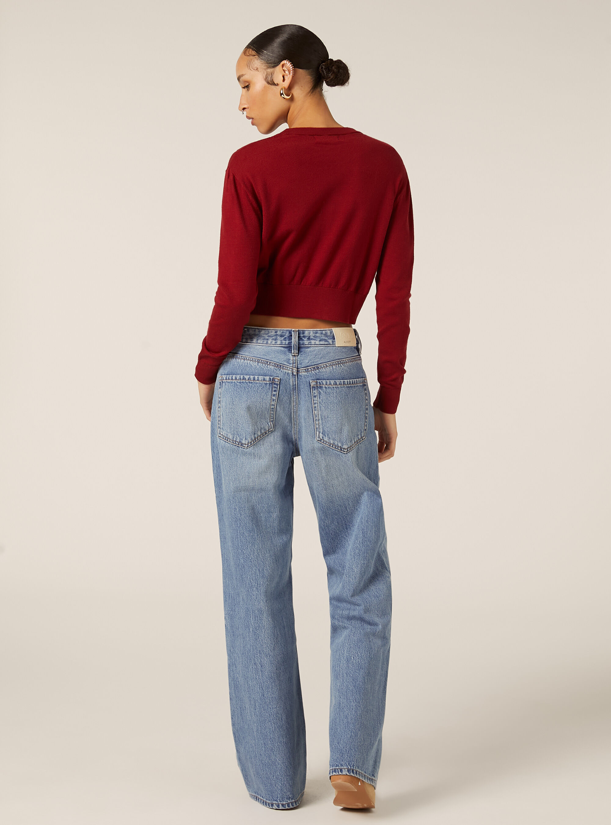 Pull &agrave; col rond coupe boxy, BO2 BORDEAUX MEDIUM