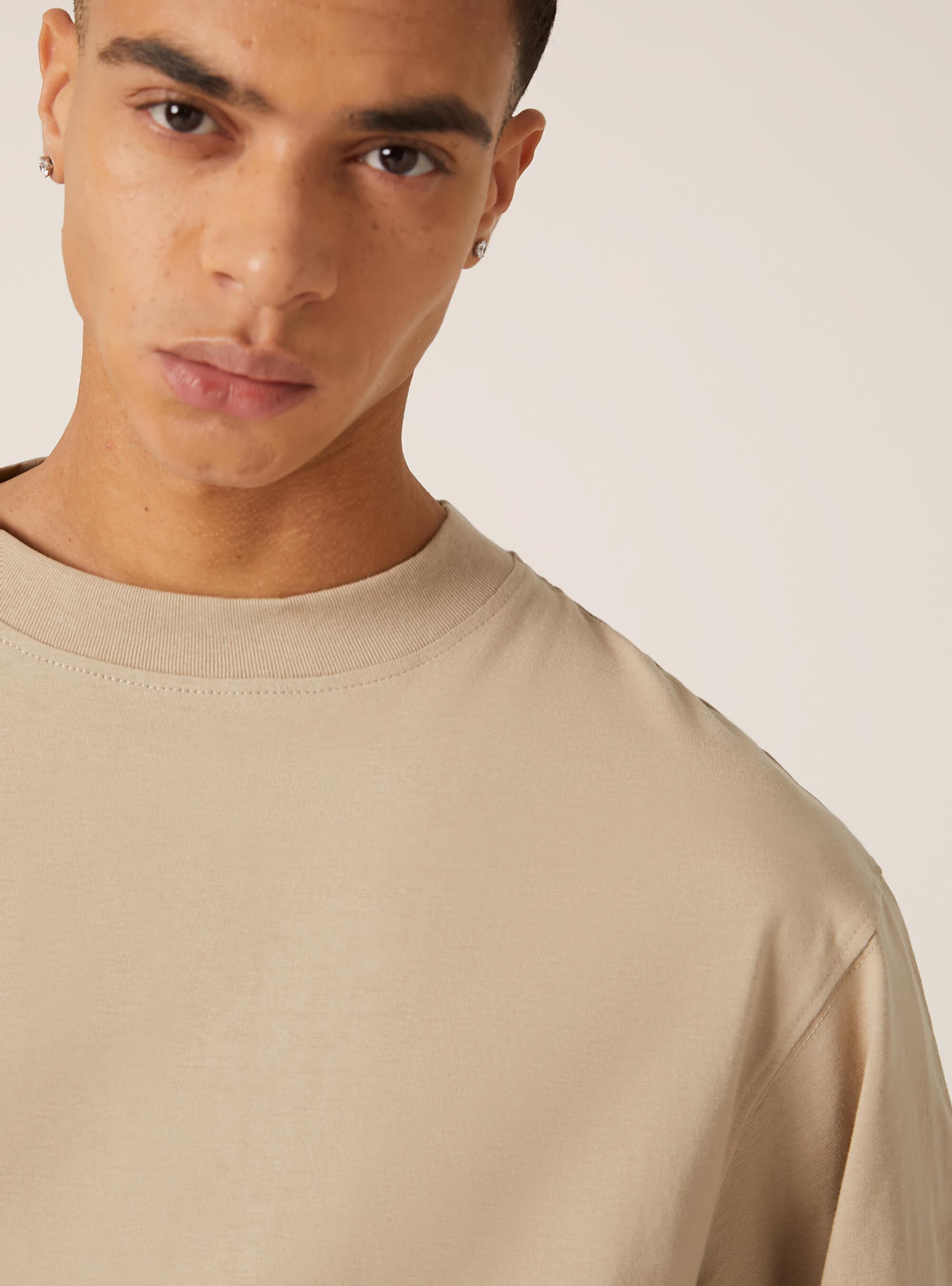 T-shirt coupe carr&eacute;e en coton, BG2 BEIGE MEDIUM