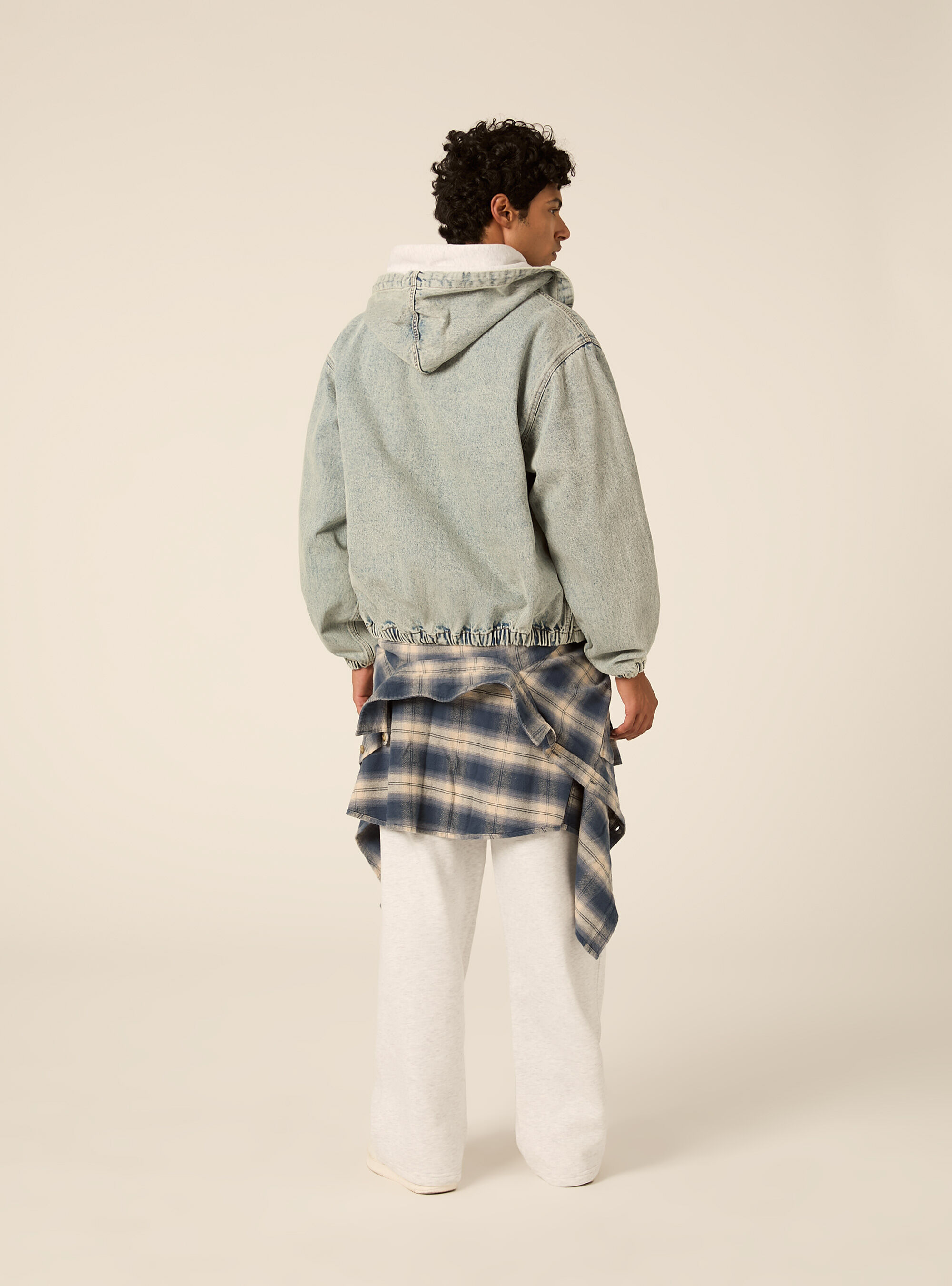 Hooded denim bomber jacket, D006 AZURE