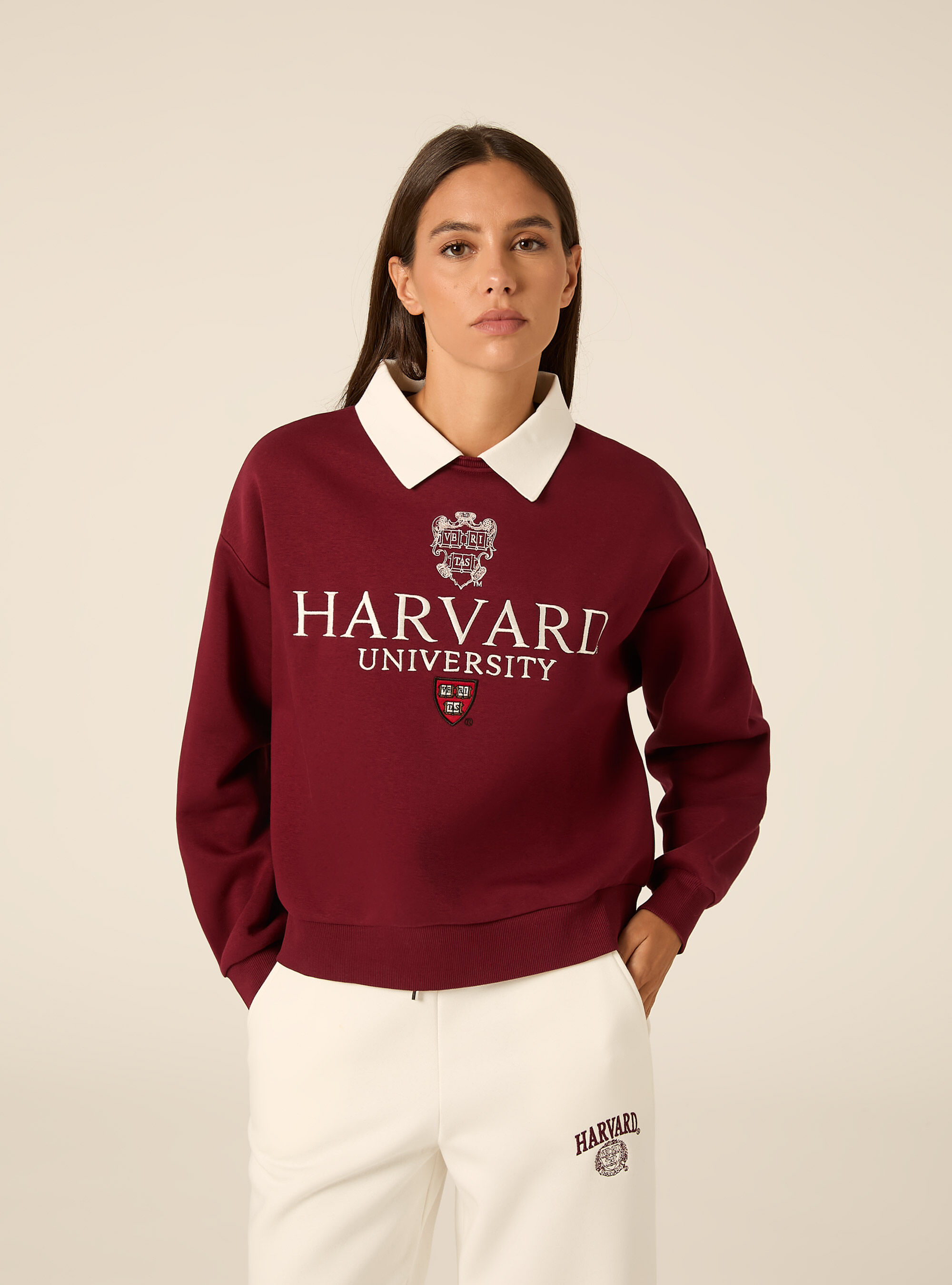 Felpa collo polo harvard