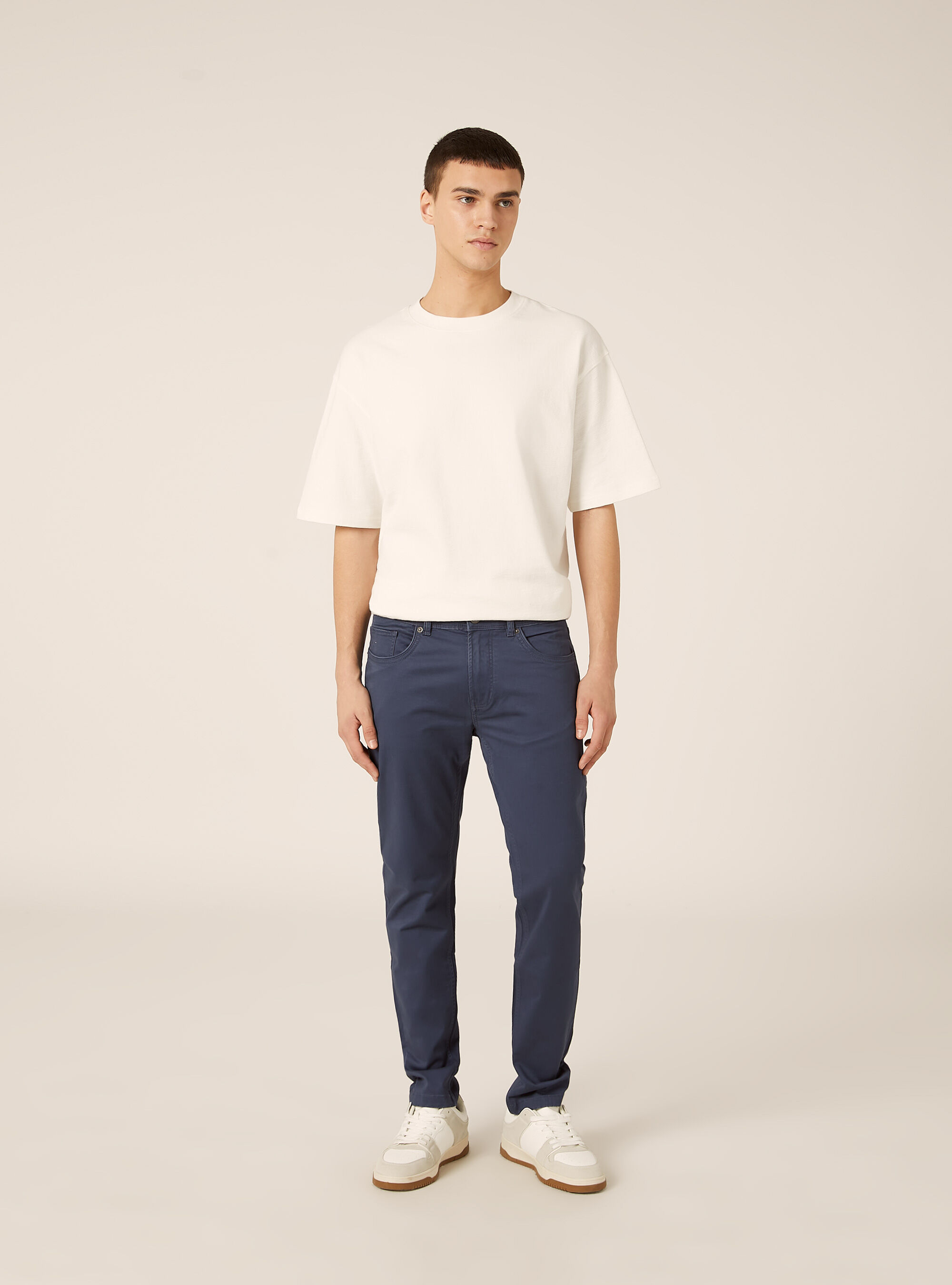 Slim fit cotton trousers