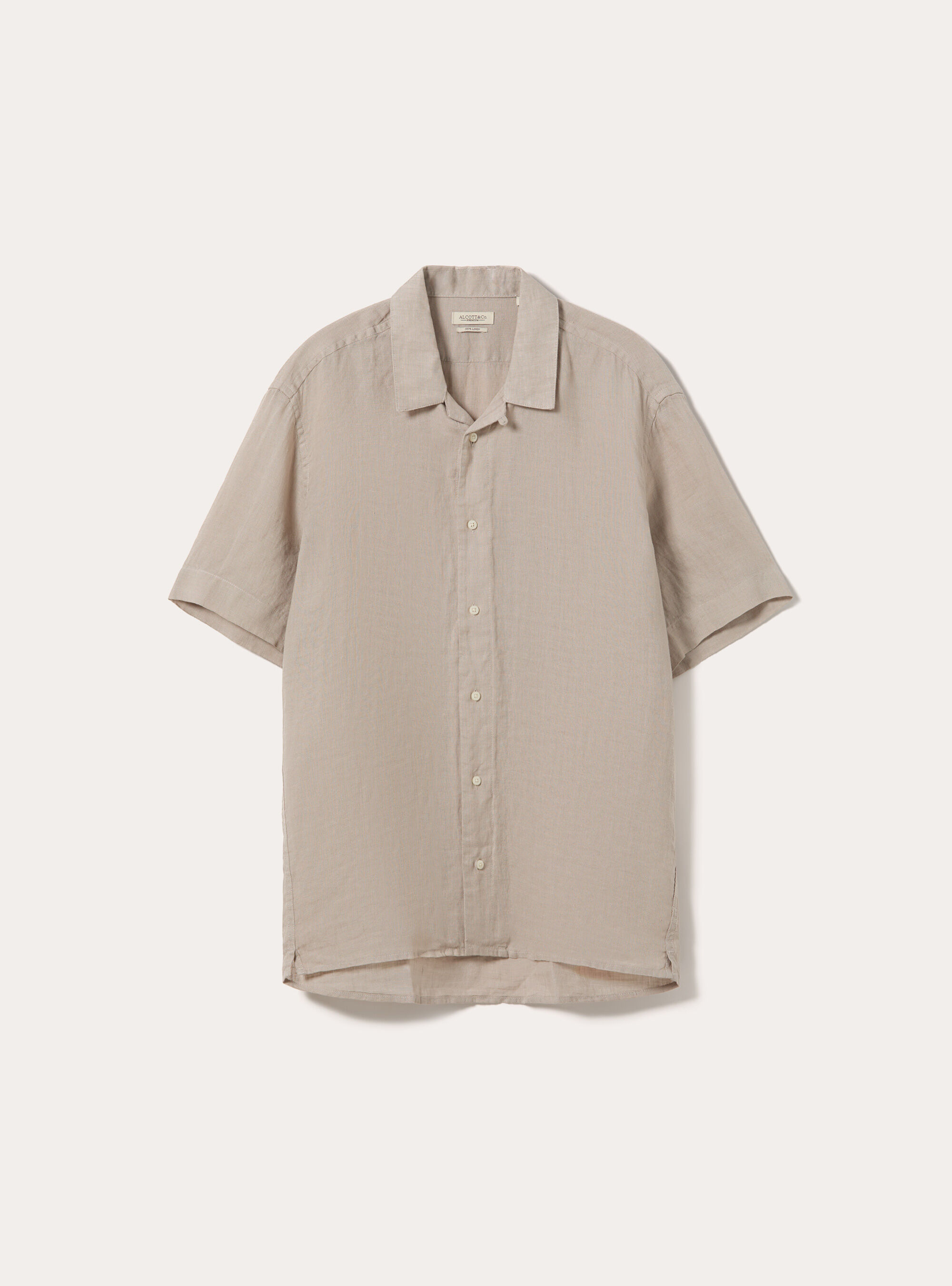 Short Sleeve Bowling Shirt, MBG2 BEIGE MEL MED