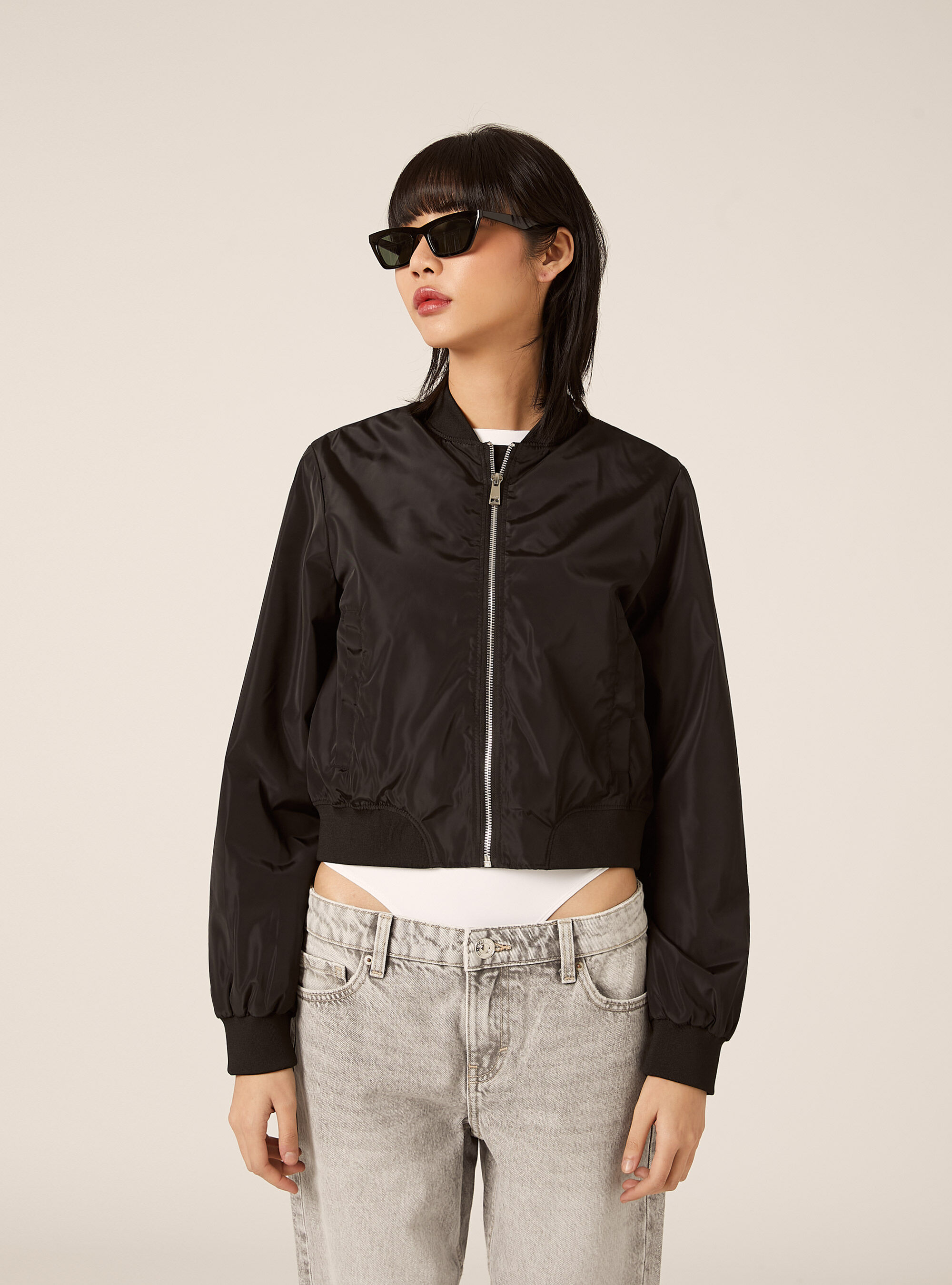 Shiny boxy fit bomber jacket