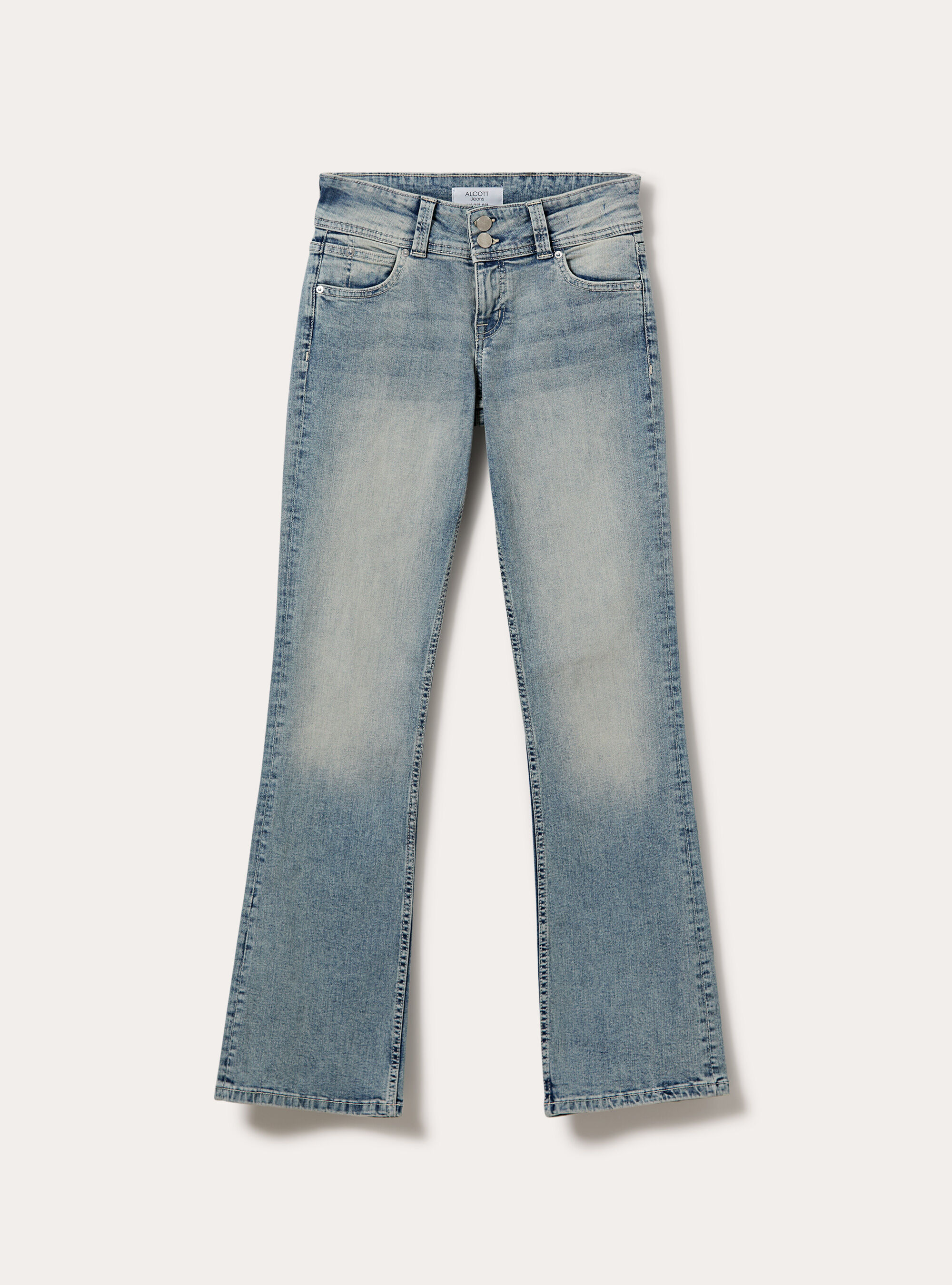 Low rise bootcut jeans with flap pockets, D202 AZZURRE LIGHT OVERDYE