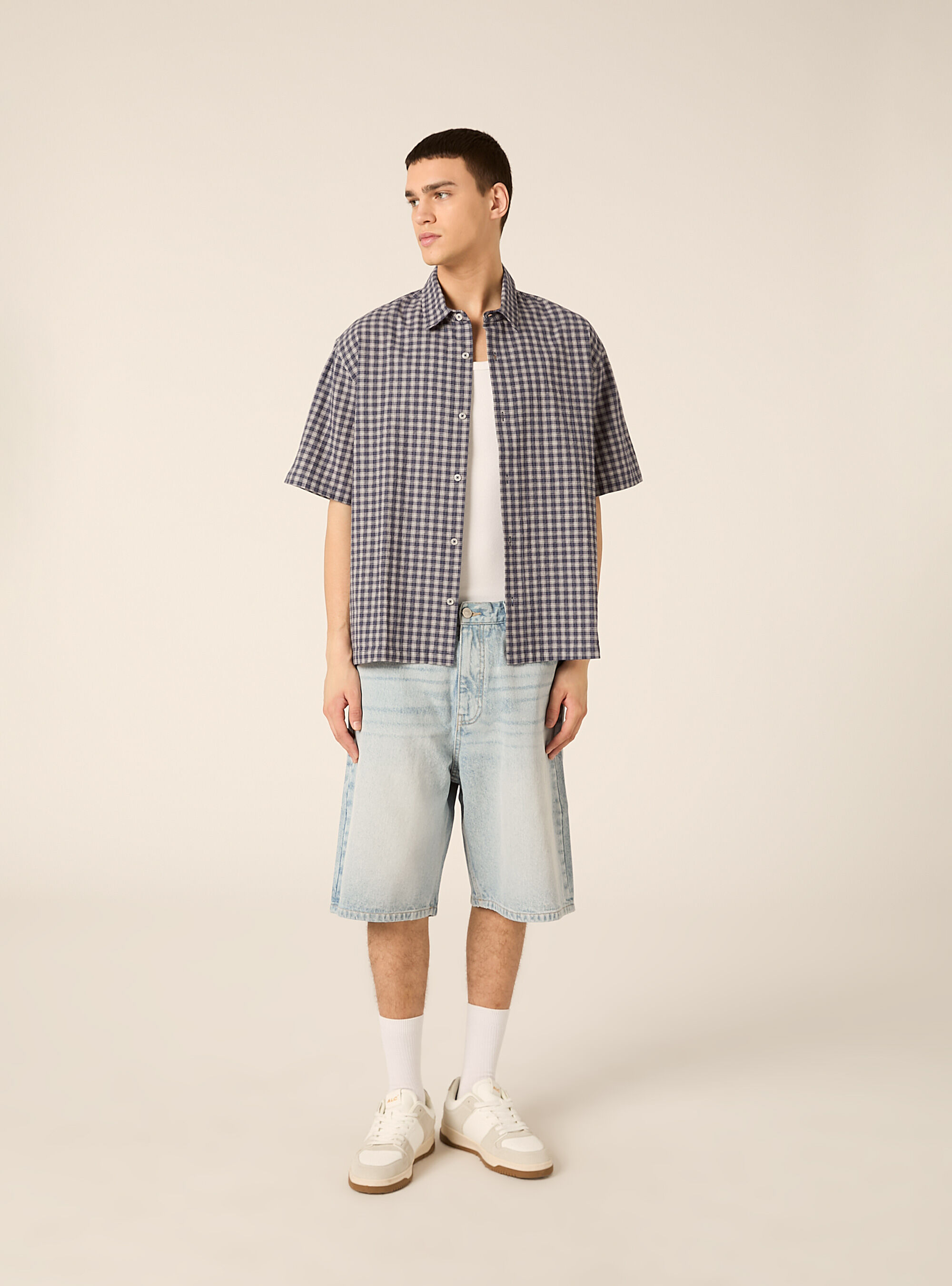 Camisa a cuadros de corte recto