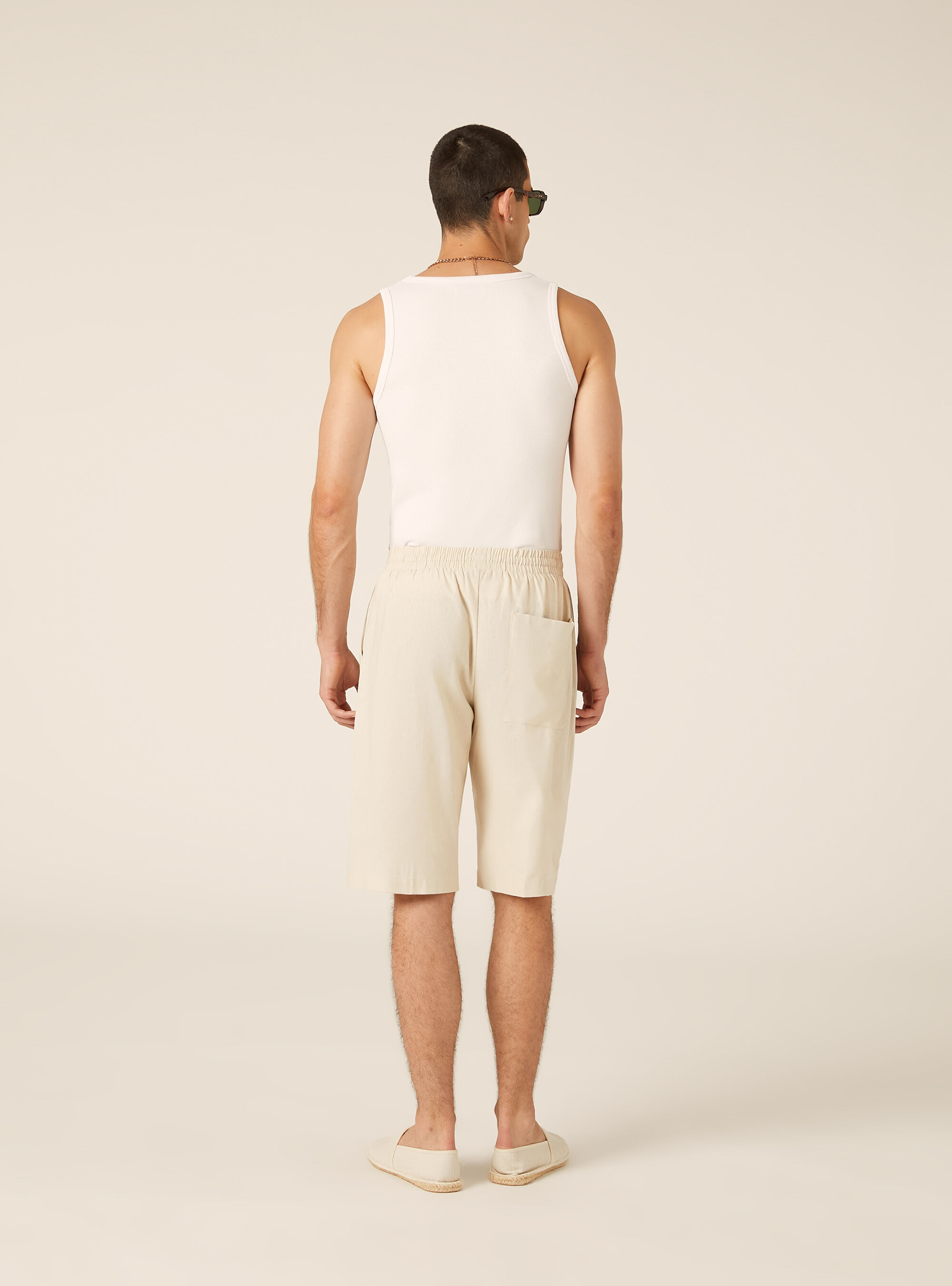 Bermuda de Mezcla de Lino, BG2 BEIGE MEDIUM
