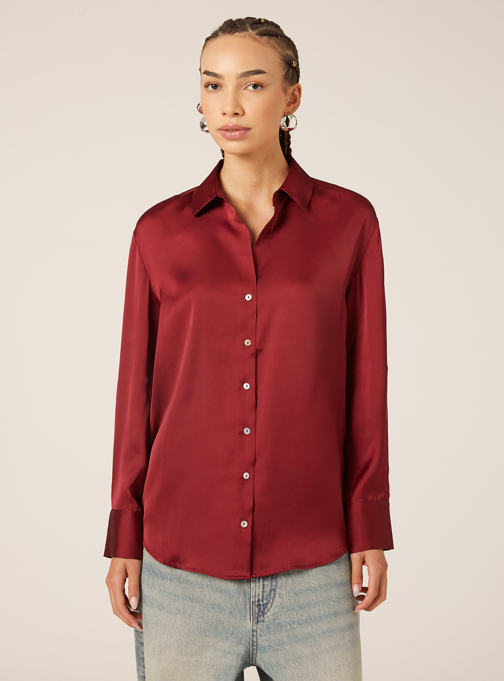 Chemise en satin uni