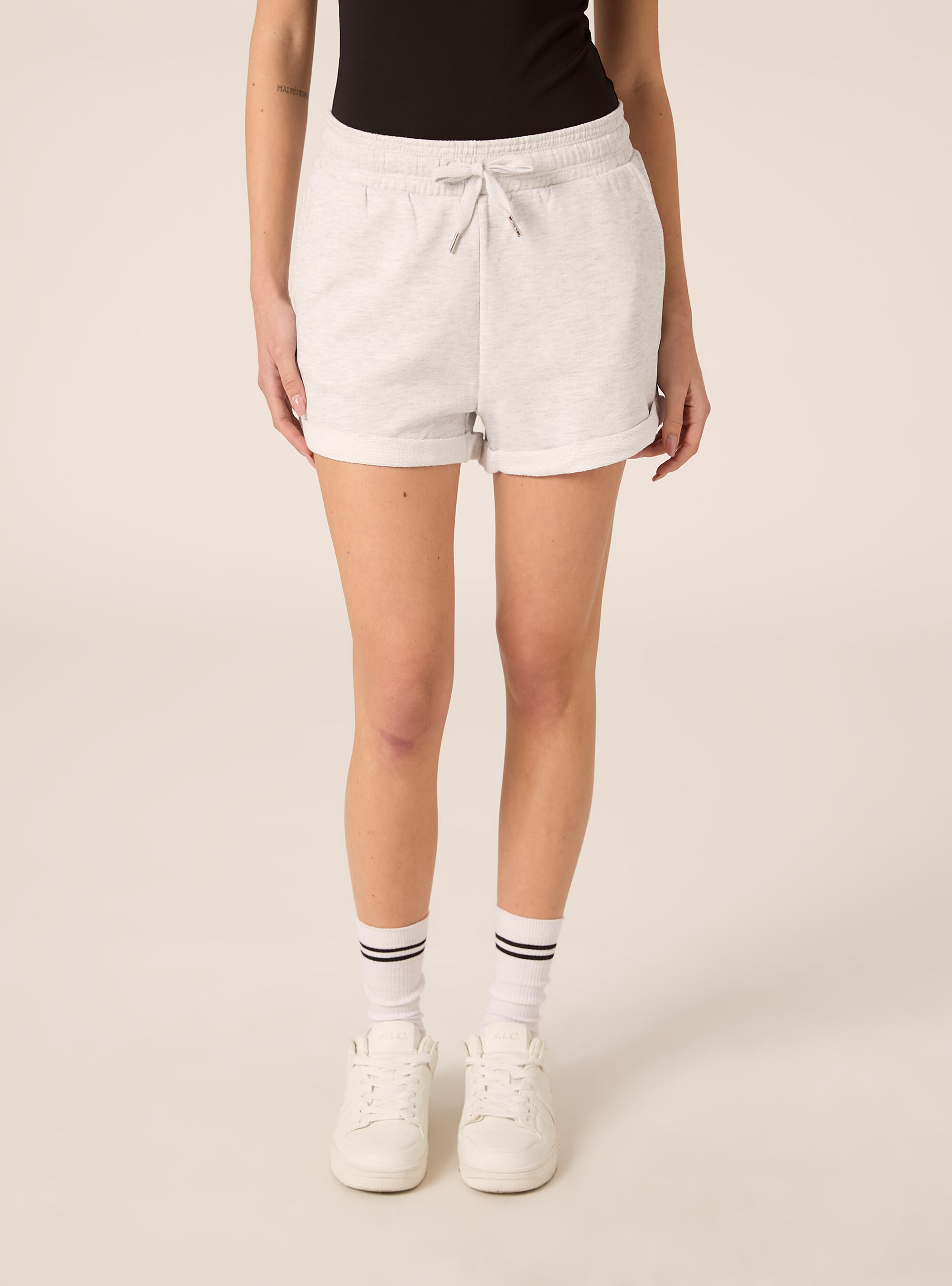 Short en Molleton de Coton avec Taille &Eacute;lastique, MGY3 GREY MEL LIGHT