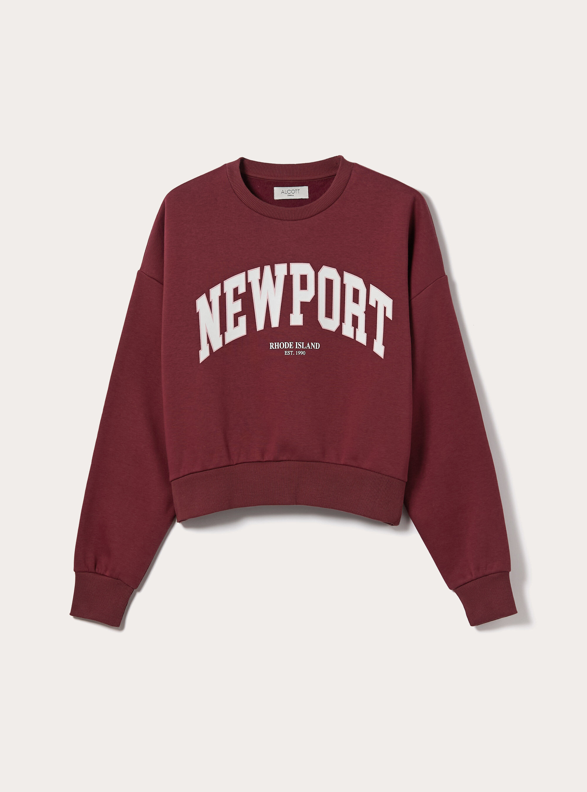 Sweat-shirt coupe carr&eacute;e avec imprim&eacute; City, BO1 BORDEAUX DARK