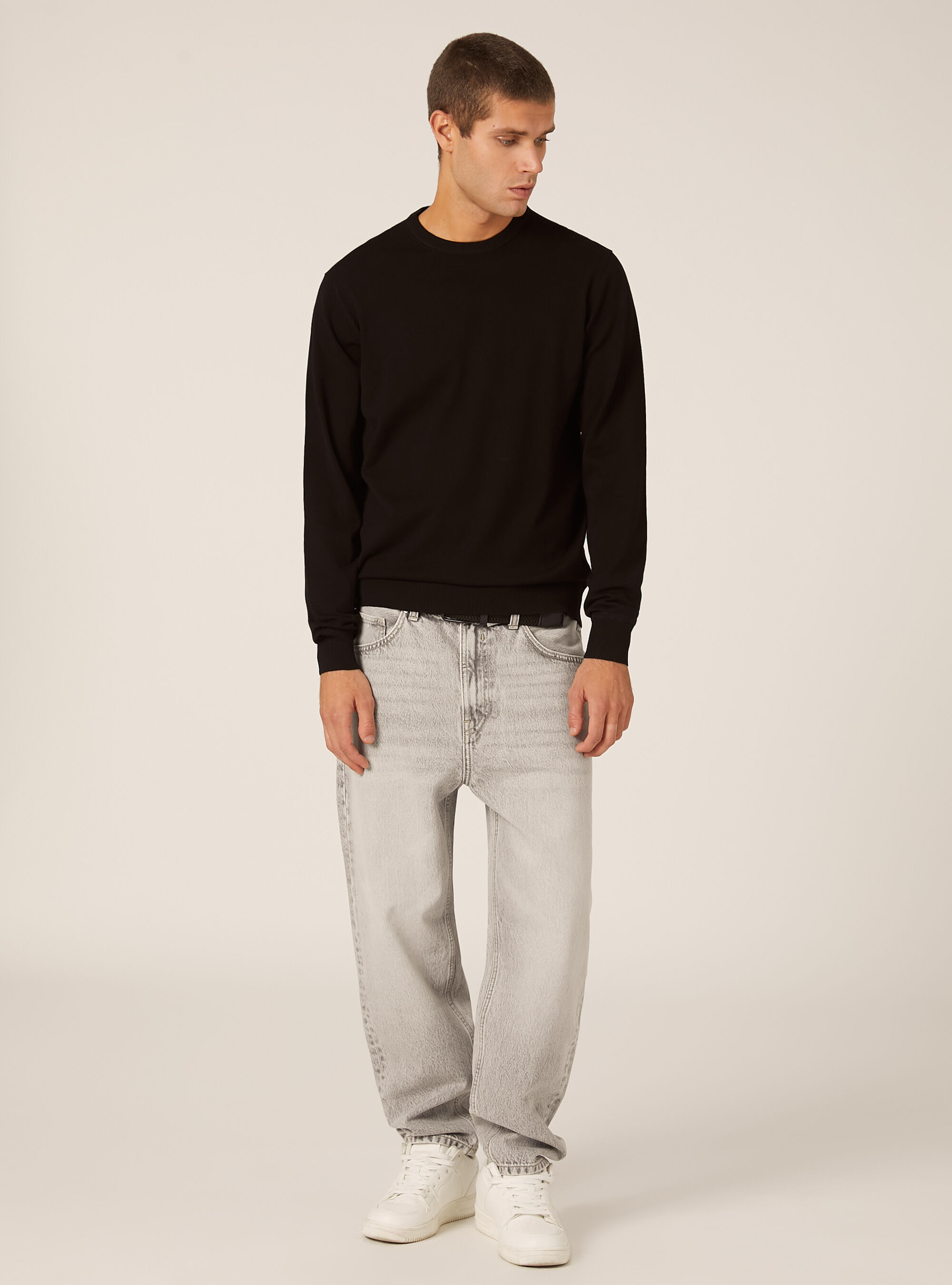Pull &agrave; col rond en viscose Ecovero, BK1 BLACK