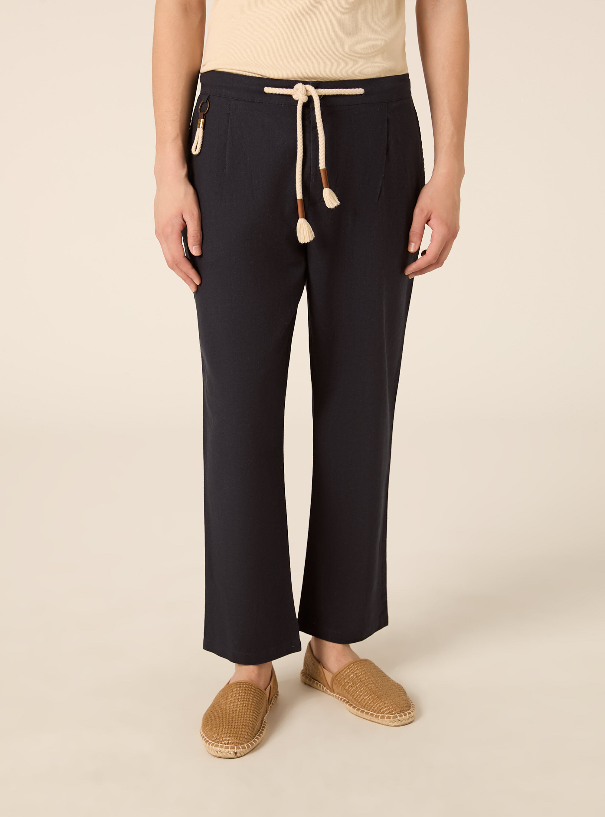 Linen-blend jogger pants, NA2 NAVY MEDIUM