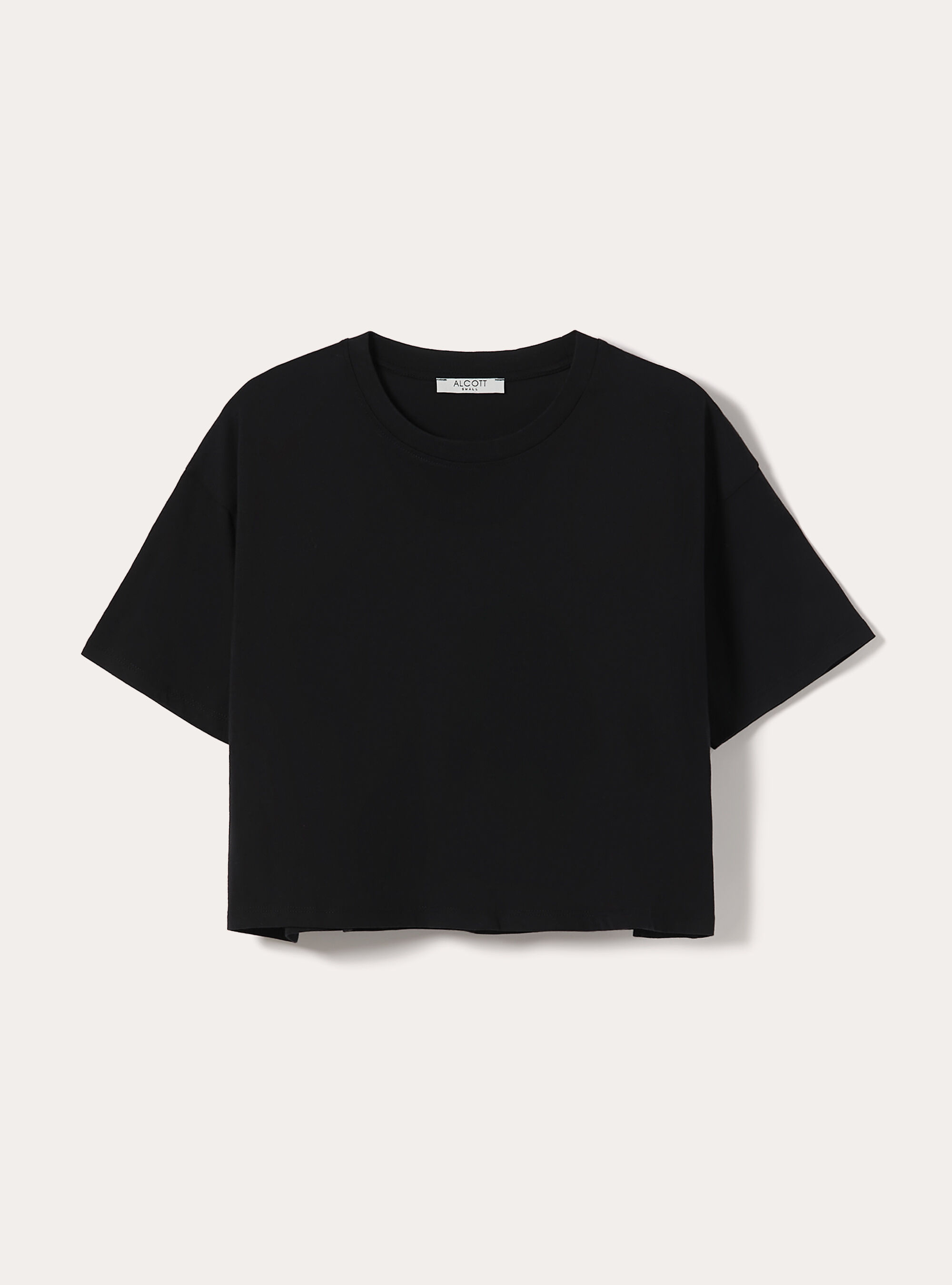 Basic Crew Neck Cropped T-Shirt, BK1 BLACK