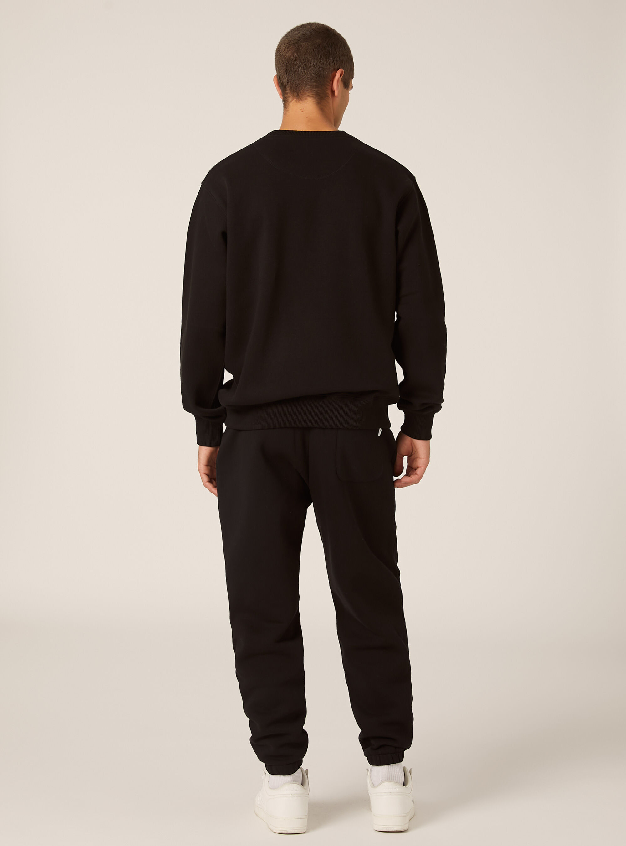 Sweat-shirt &agrave; col rond uni, BK1 BLACK