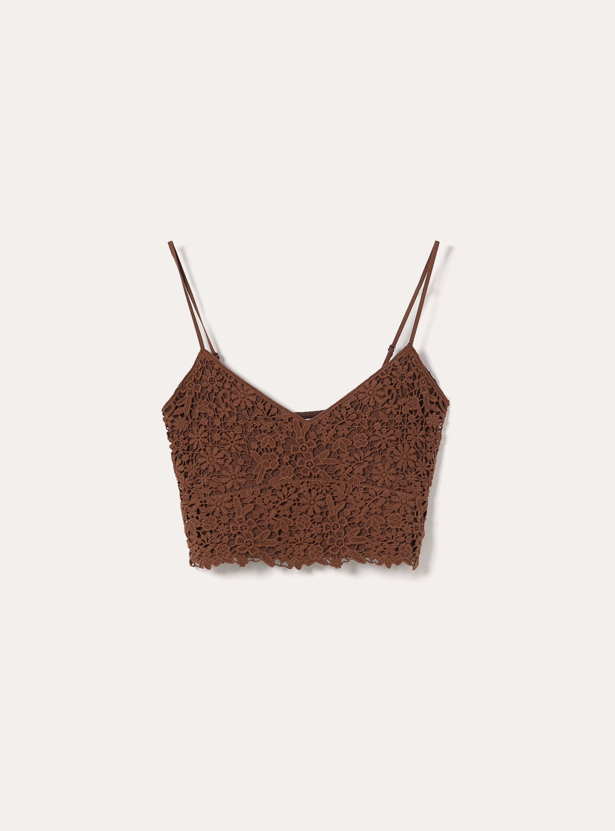 Top de crochet con tirantes, BR2 BROWN MEDIUM