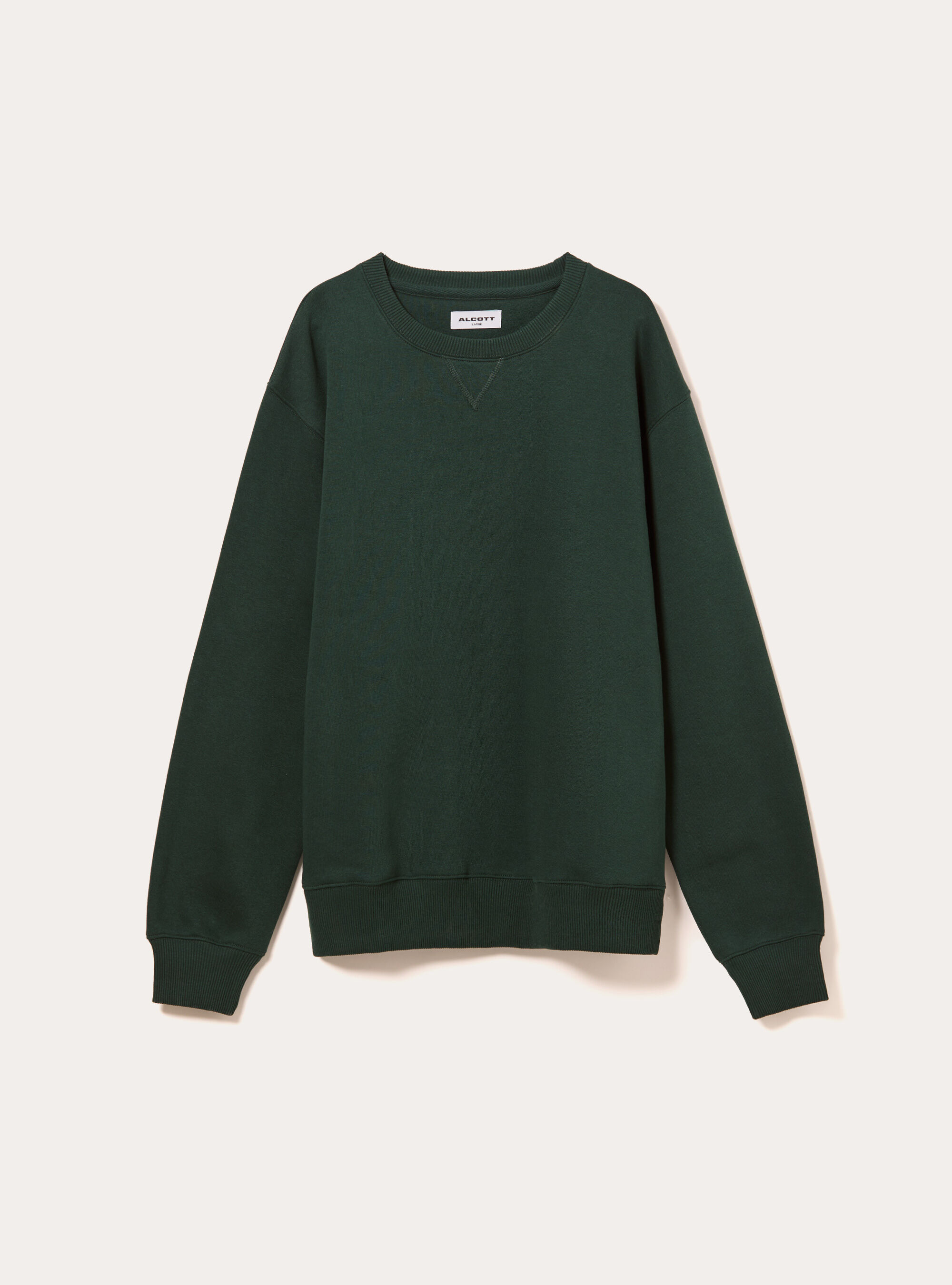 Sweat-shirt &agrave; col rond uni, GN1 GREEN DARK