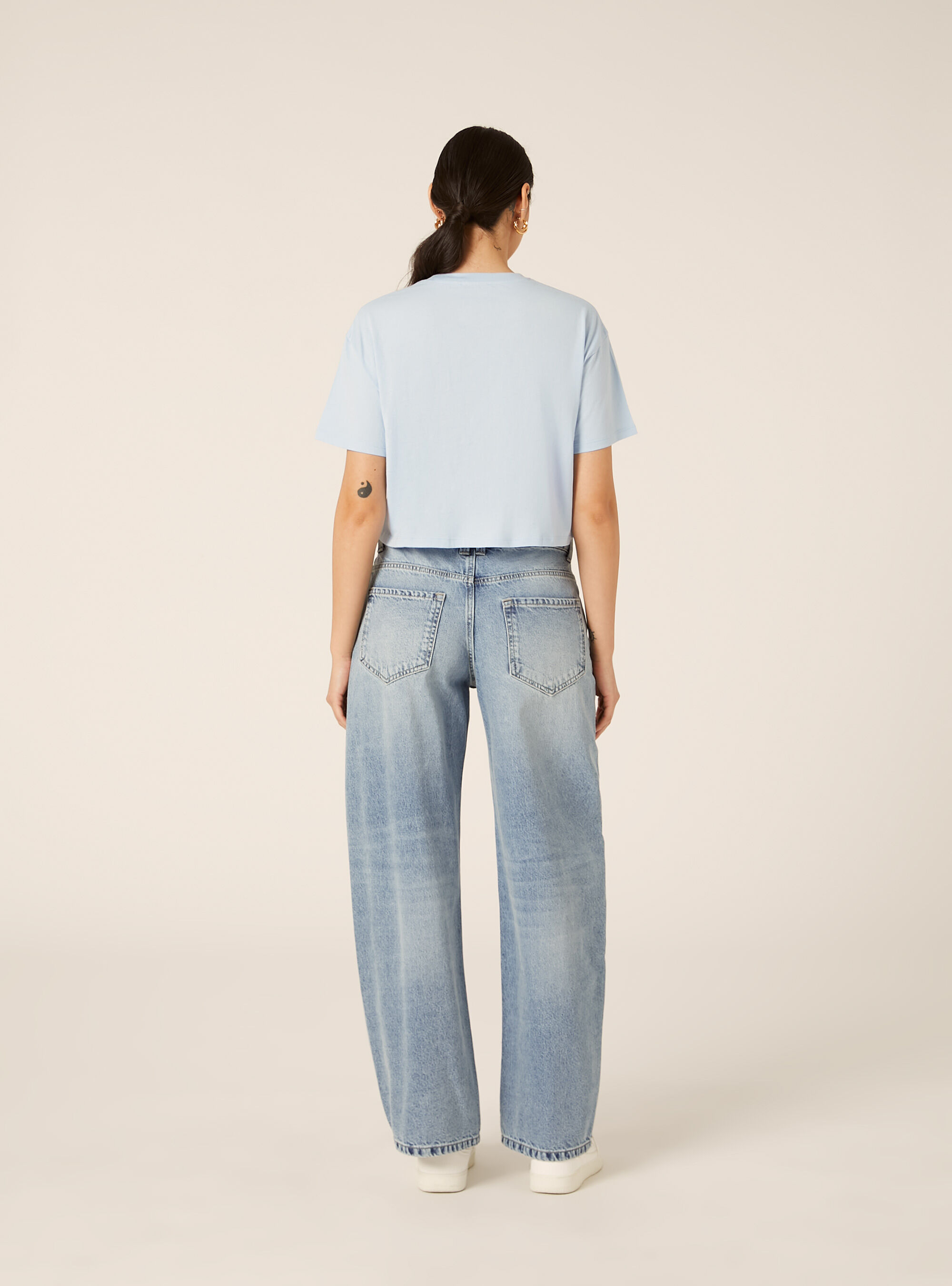 Basic Crew Neck Cropped T-Shirt, AZ2 AZURE MEDIUM