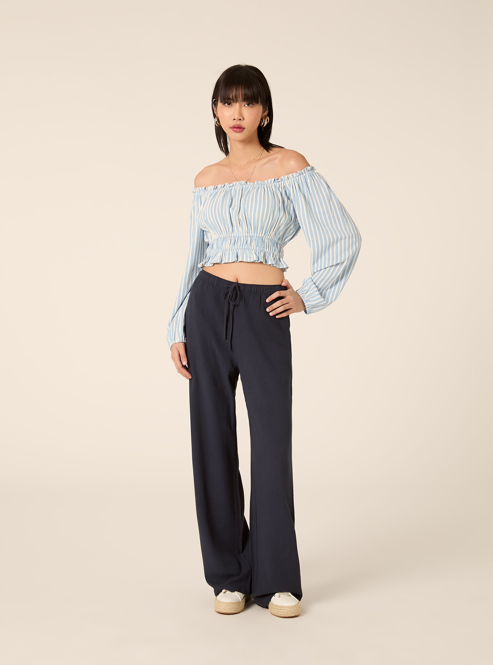 Blusa boho de mezcla de lino