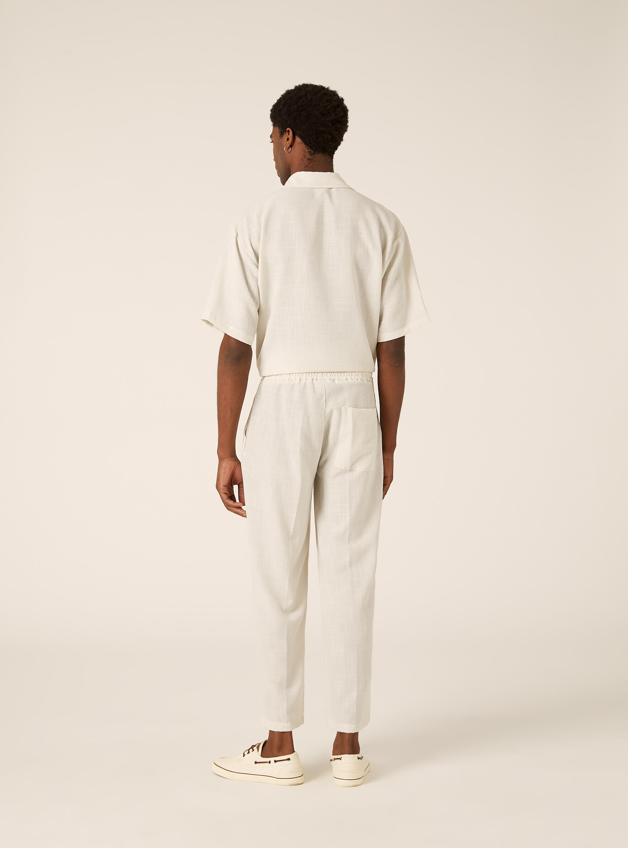 Slub Fabric Straight Leg Trousers, WH1 OFF WHITE