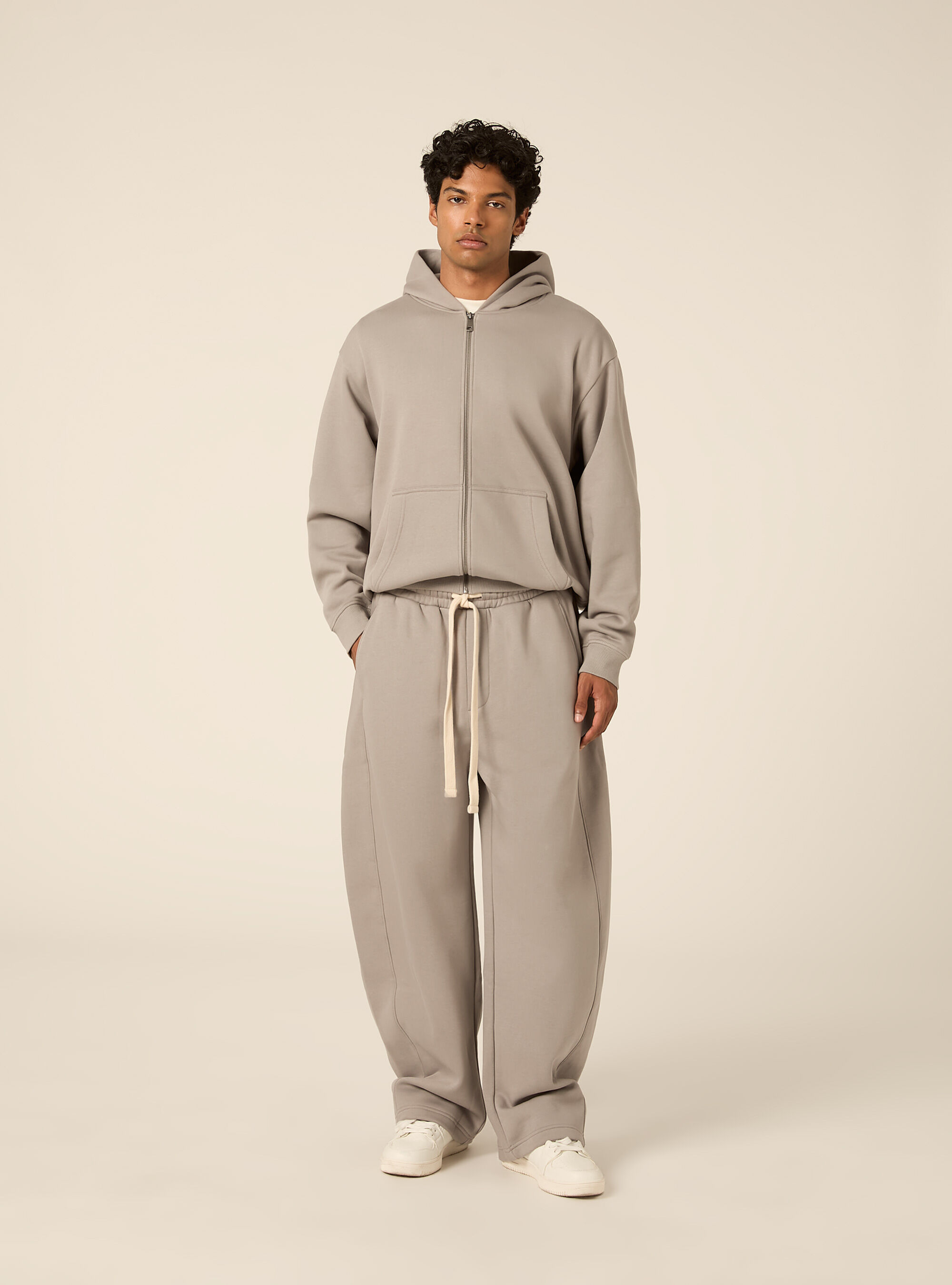 Barrel fit fleece trousers, GY2 GREY MEDIUM