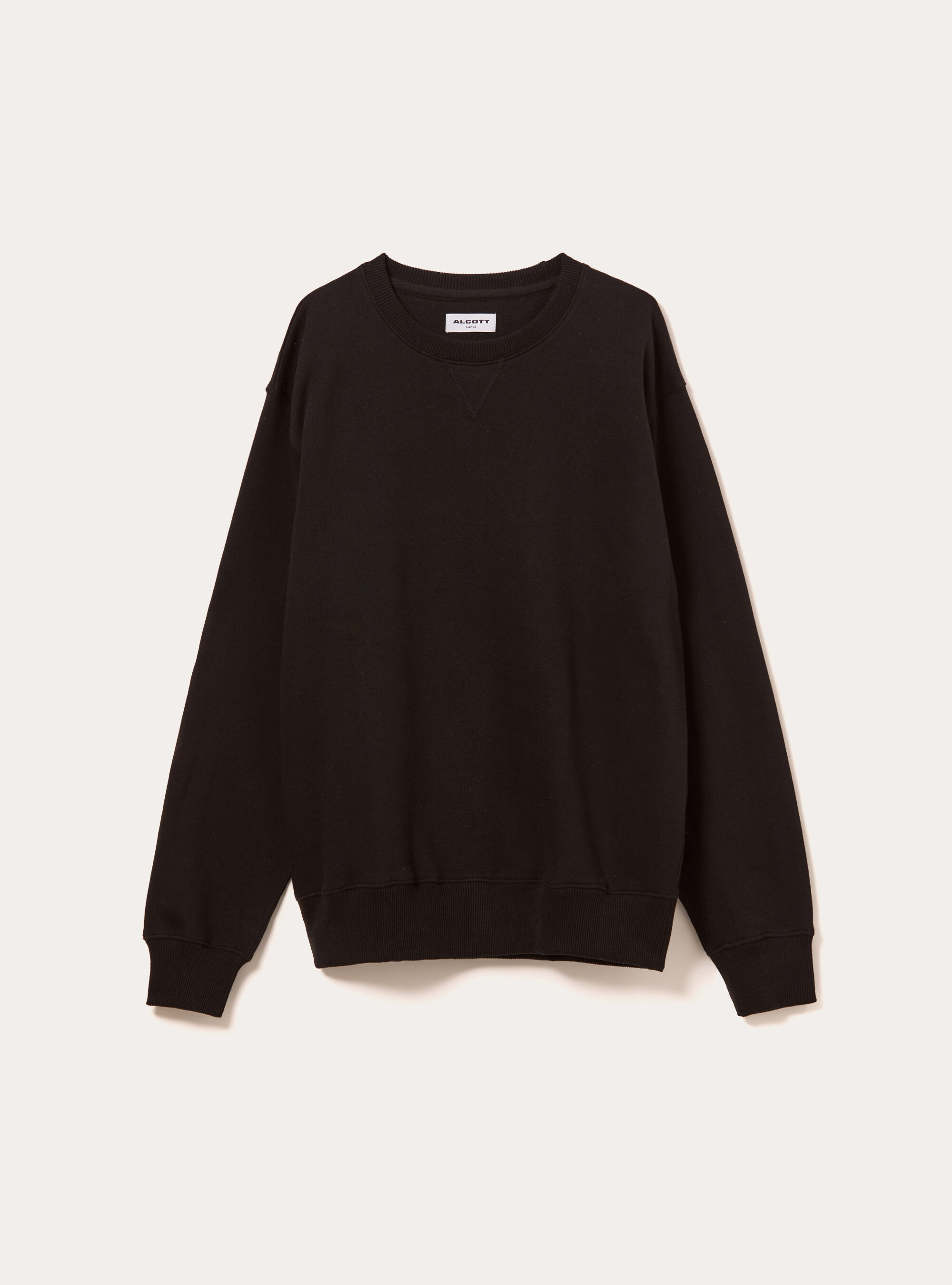 Sweat-shirt &agrave; col rond uni, BK1 BLACK