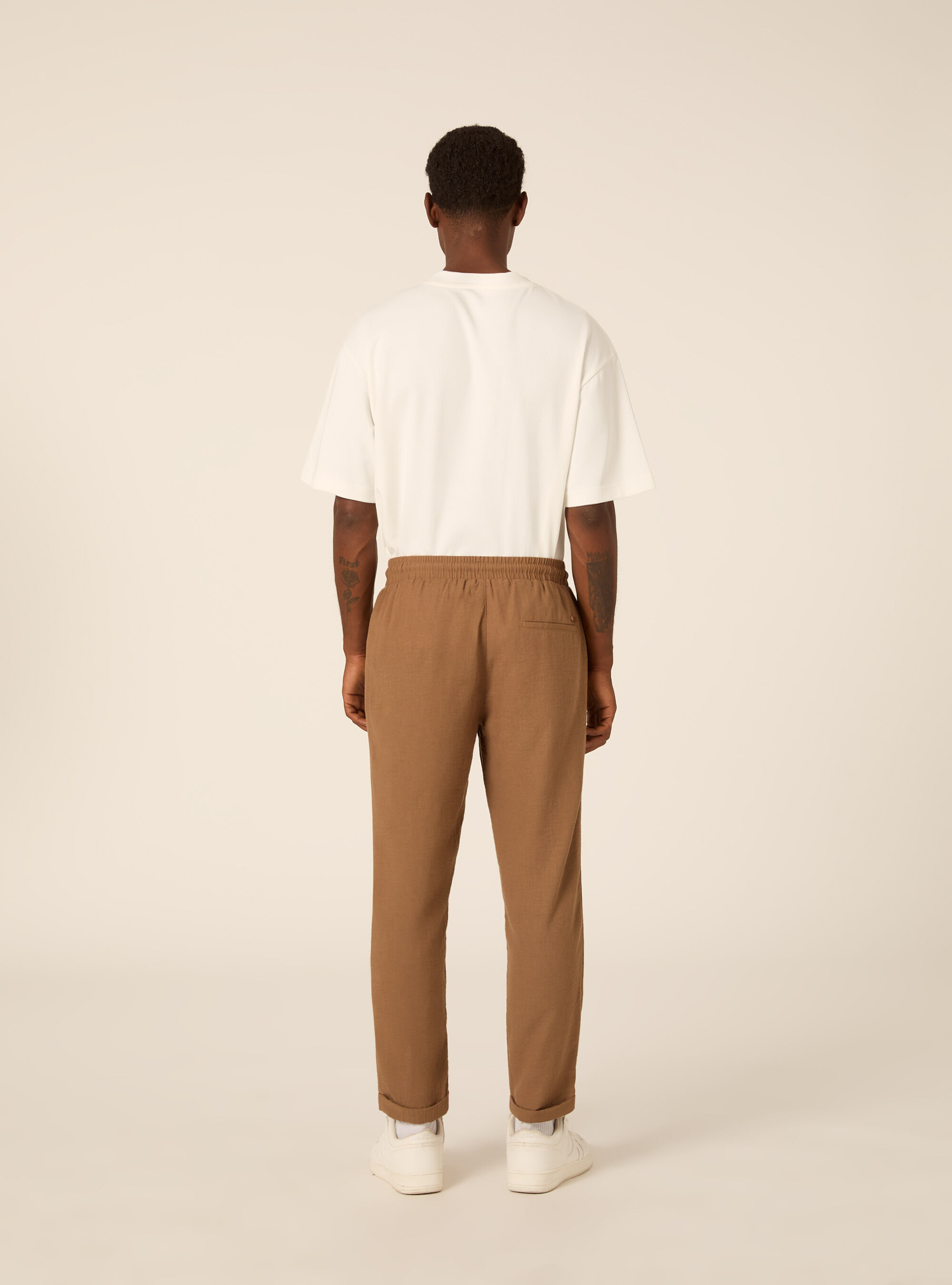 Comfort Fit Pleated Trousers with Drawstring, BR2 BROWN MEDIUM