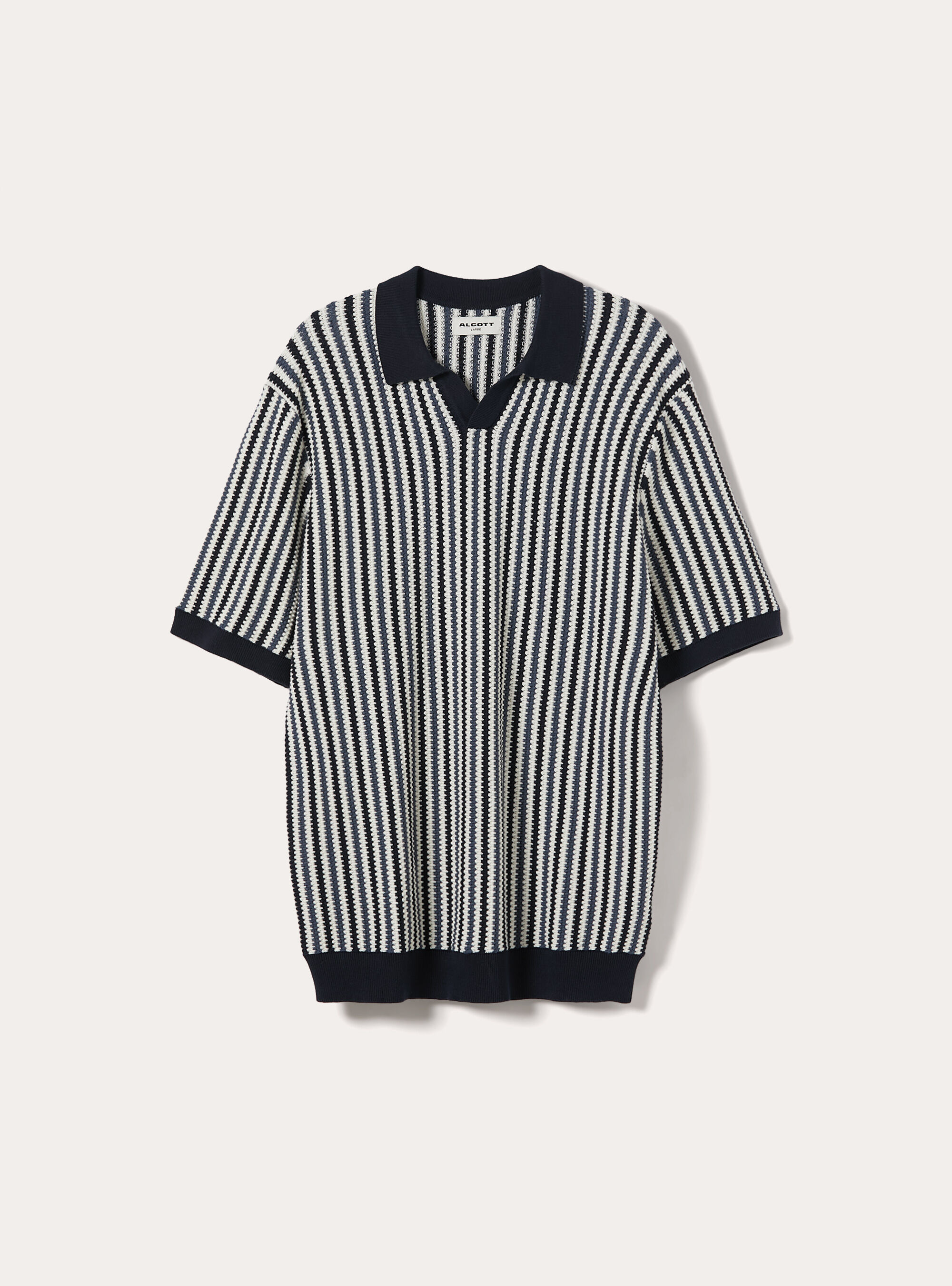 Gestreiftes Strick-Polohemd, NA1 NAVY DARK