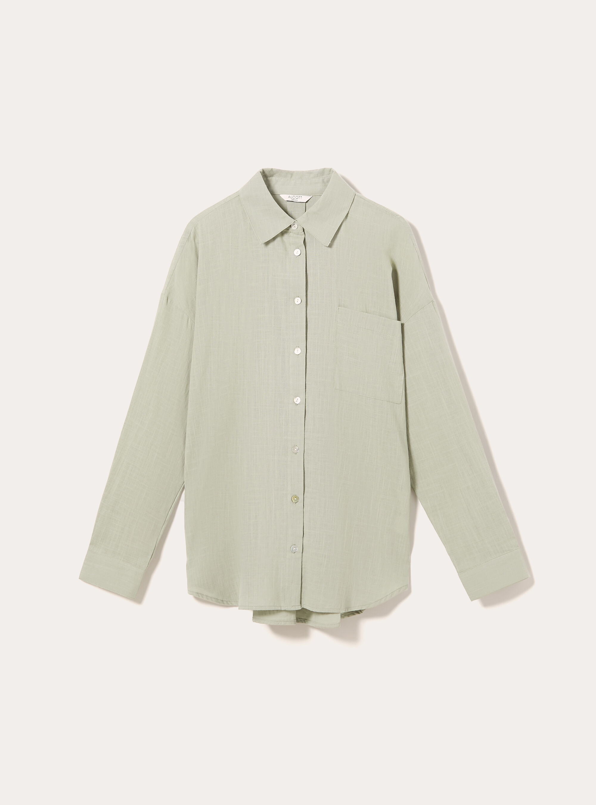 Camicia oversize con tasca, SALVIA CHIARO