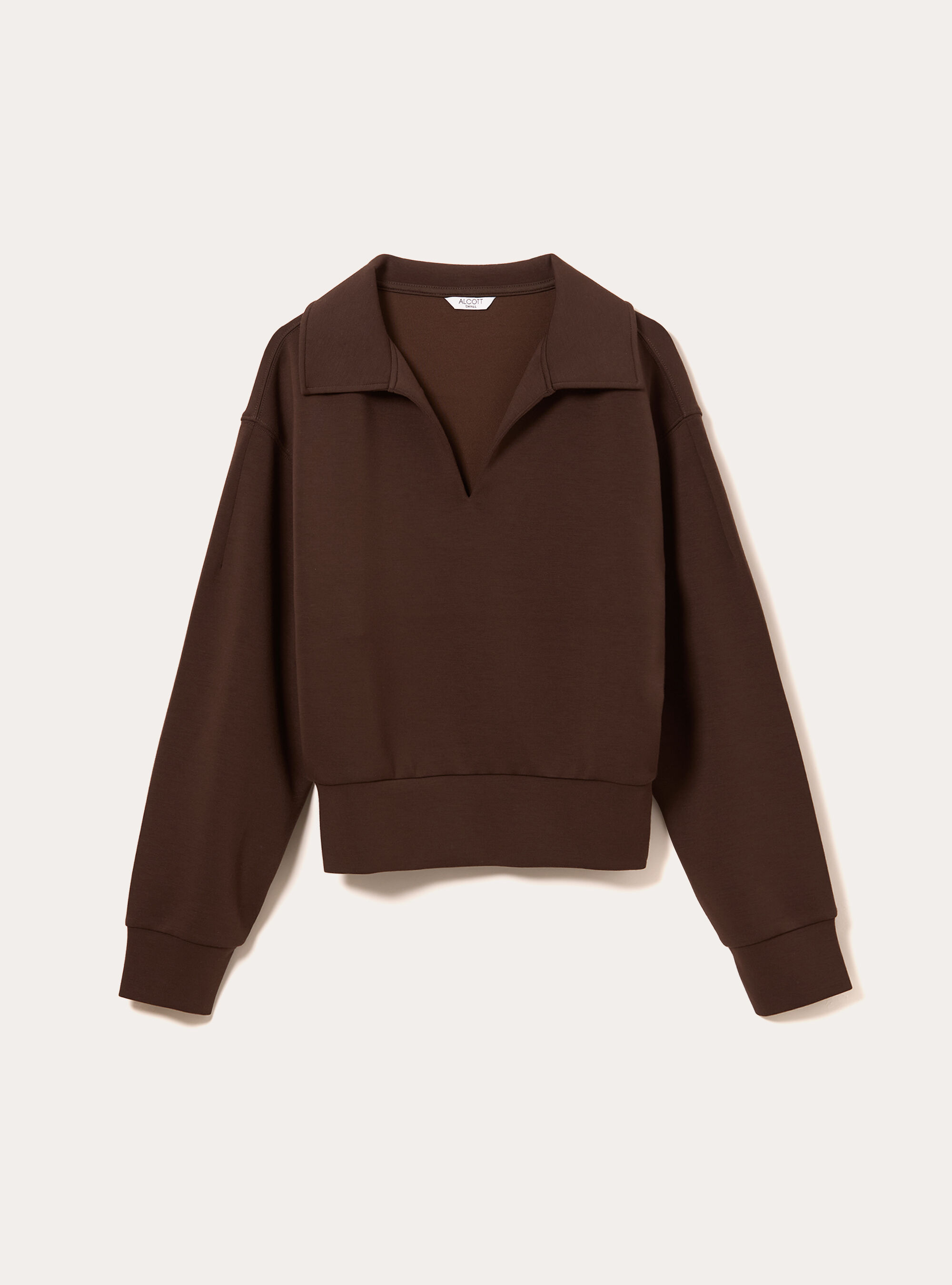 Sweat-shirt &agrave; col polo, BR1 BROWN DARK