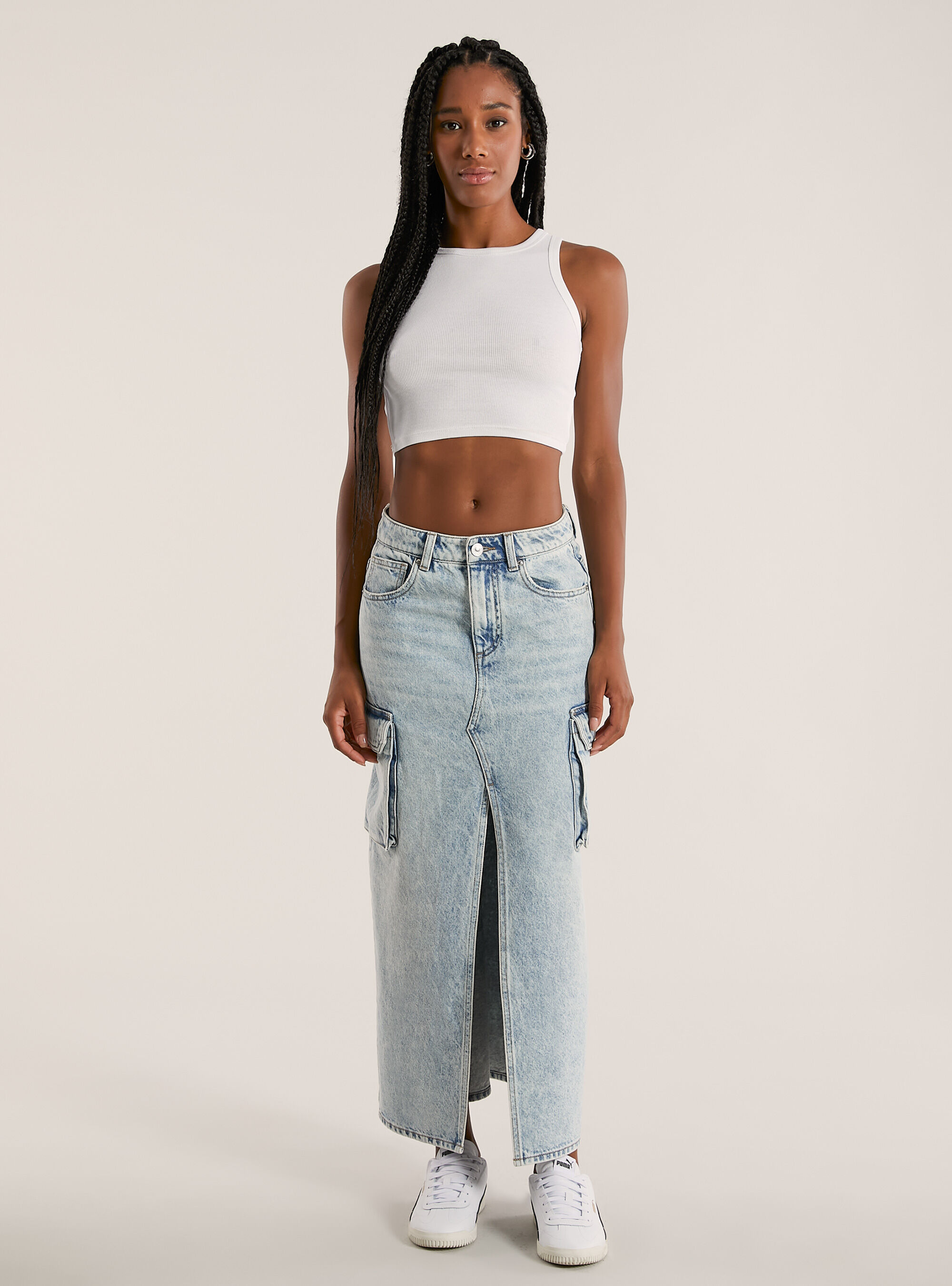 Jupe cargo longuette