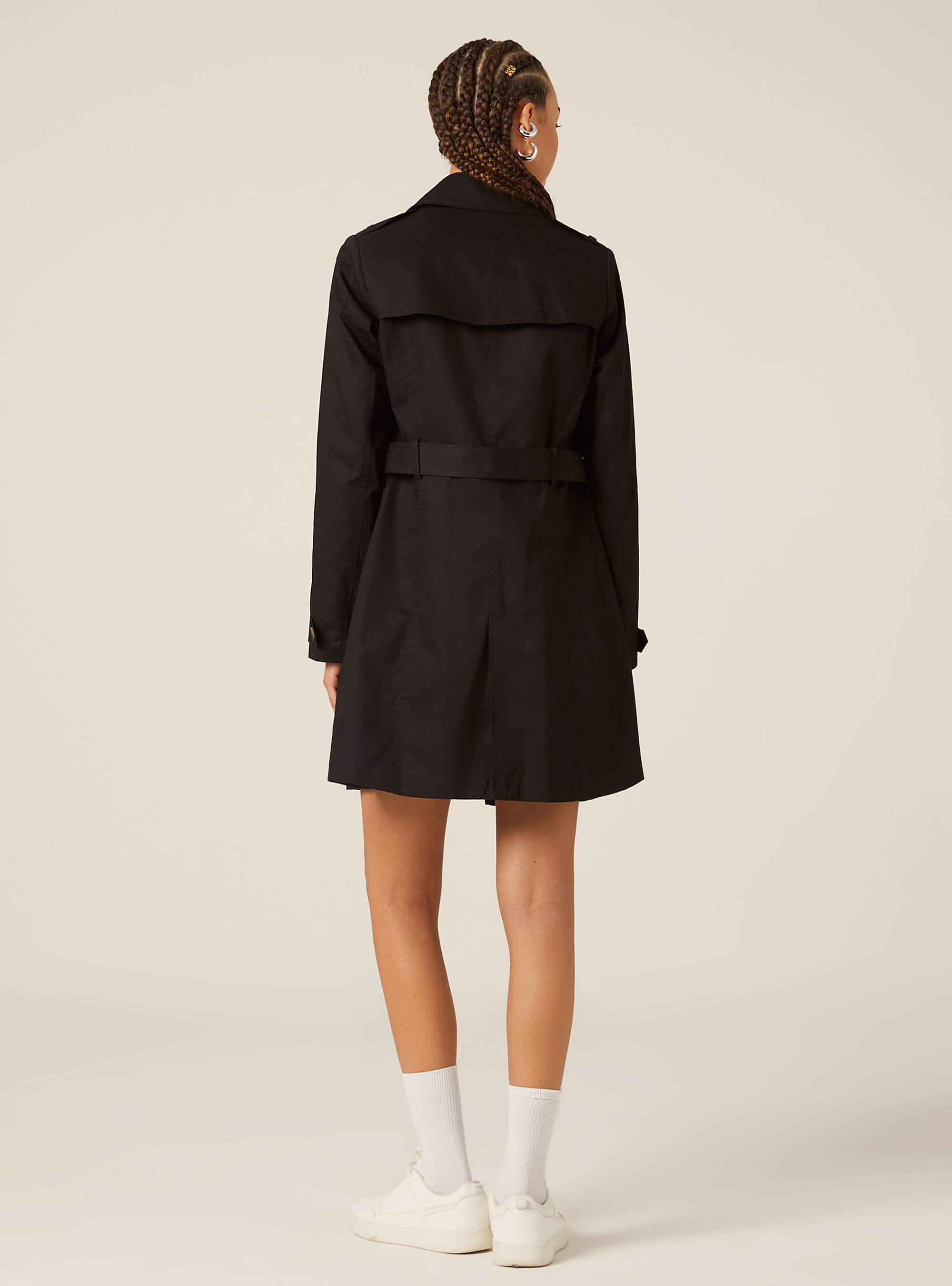 Trench souple avec ceinture, BK1 BLACK