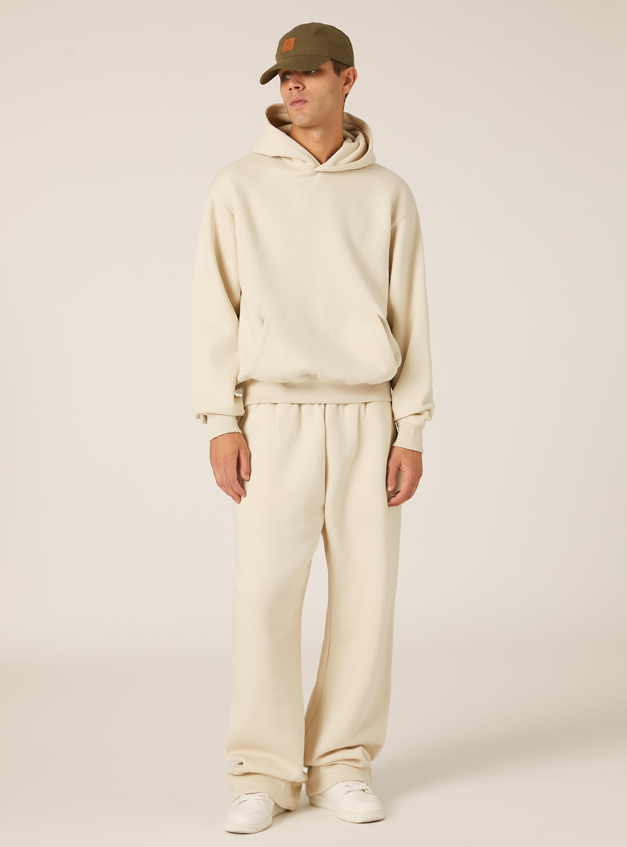 Sweat &agrave; capuche coupe boxy, CR3 CREAM LIGHT